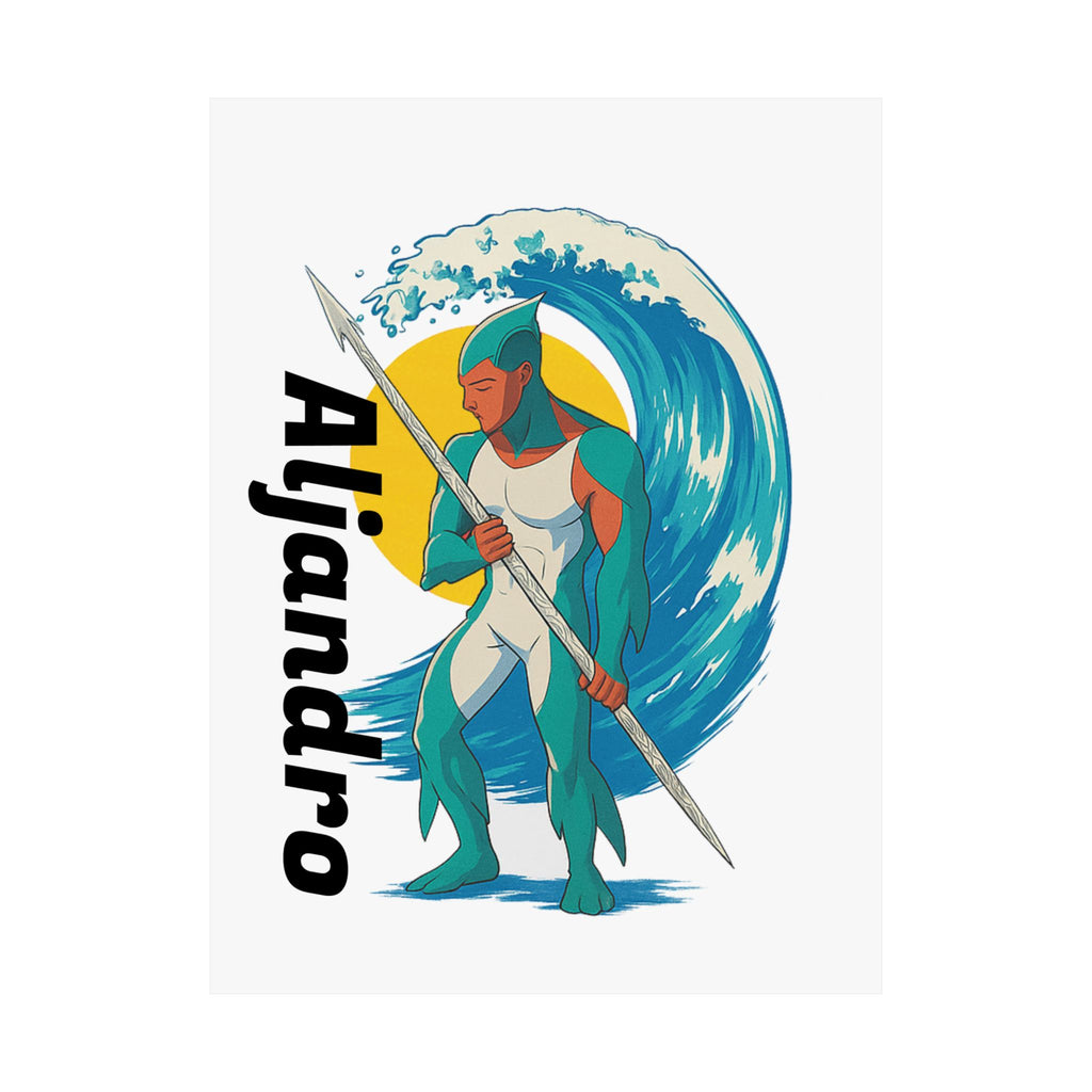 Anime Aljandro Vertical Poster - Personalized Wall Art, Name Print, Unique Home Decor, Gifts for Him, Ocean Lover Decor