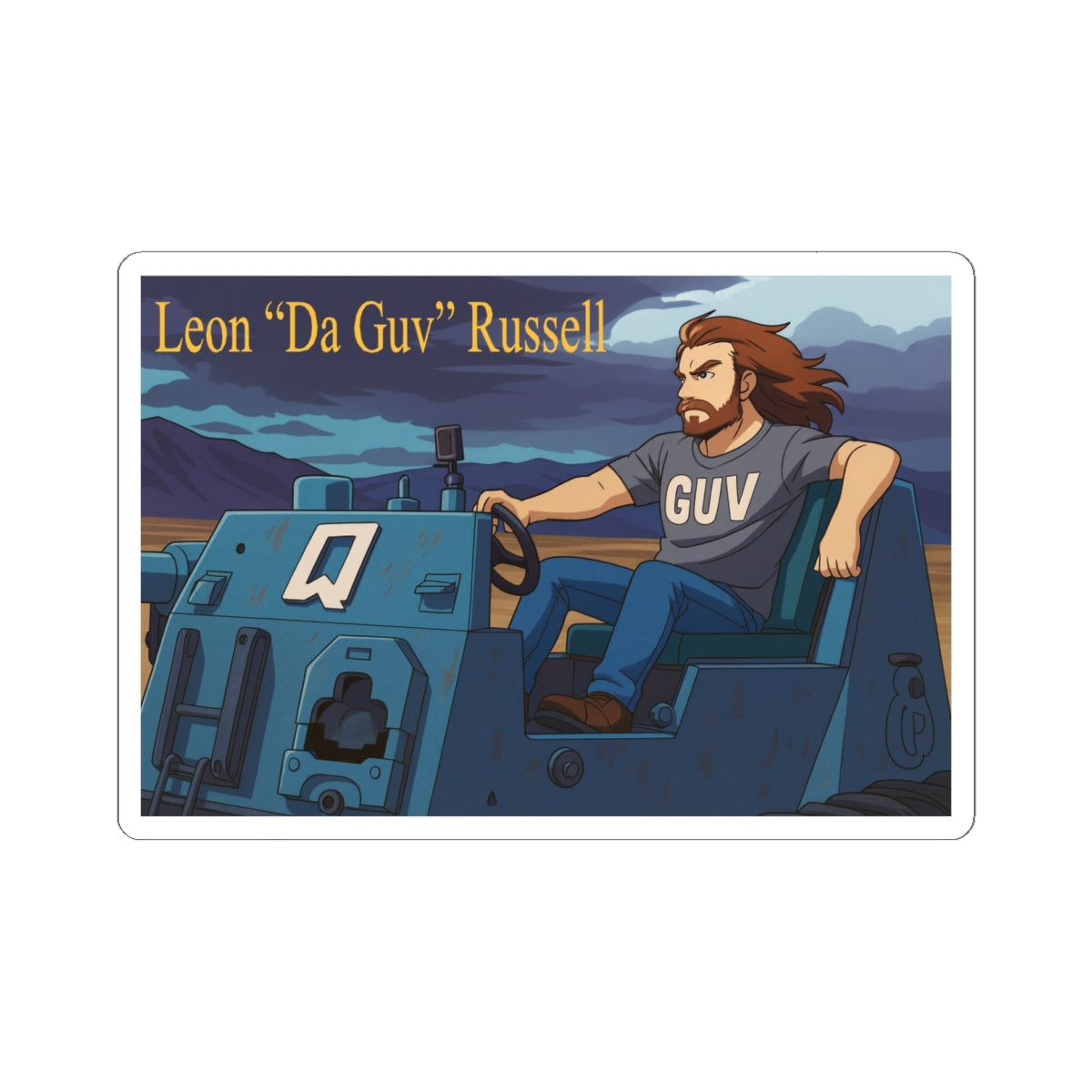 Leon "Da Guv" Russell Banshee Tank Kiss-Cut Stickers, Sci-Fi Book Fan Art Decal, Peel and Stick Vinyl Decor, Laptop Tablet Car Window Bumper