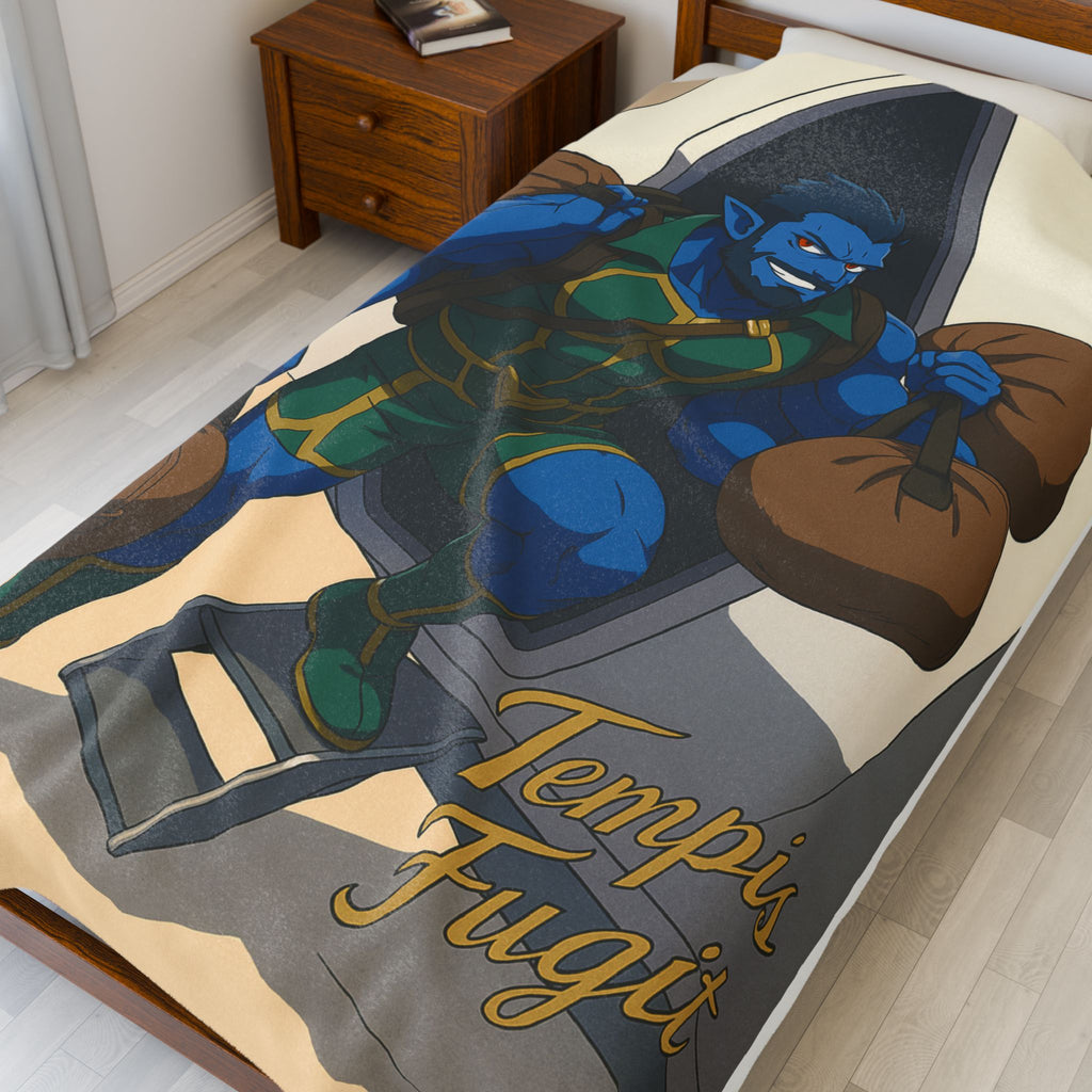 Velveteen Plush Blanket, Anime Tempis Fugit Design, Da Guv Fan Gift, Soft Throw, Cozy Bedding, Home Decor