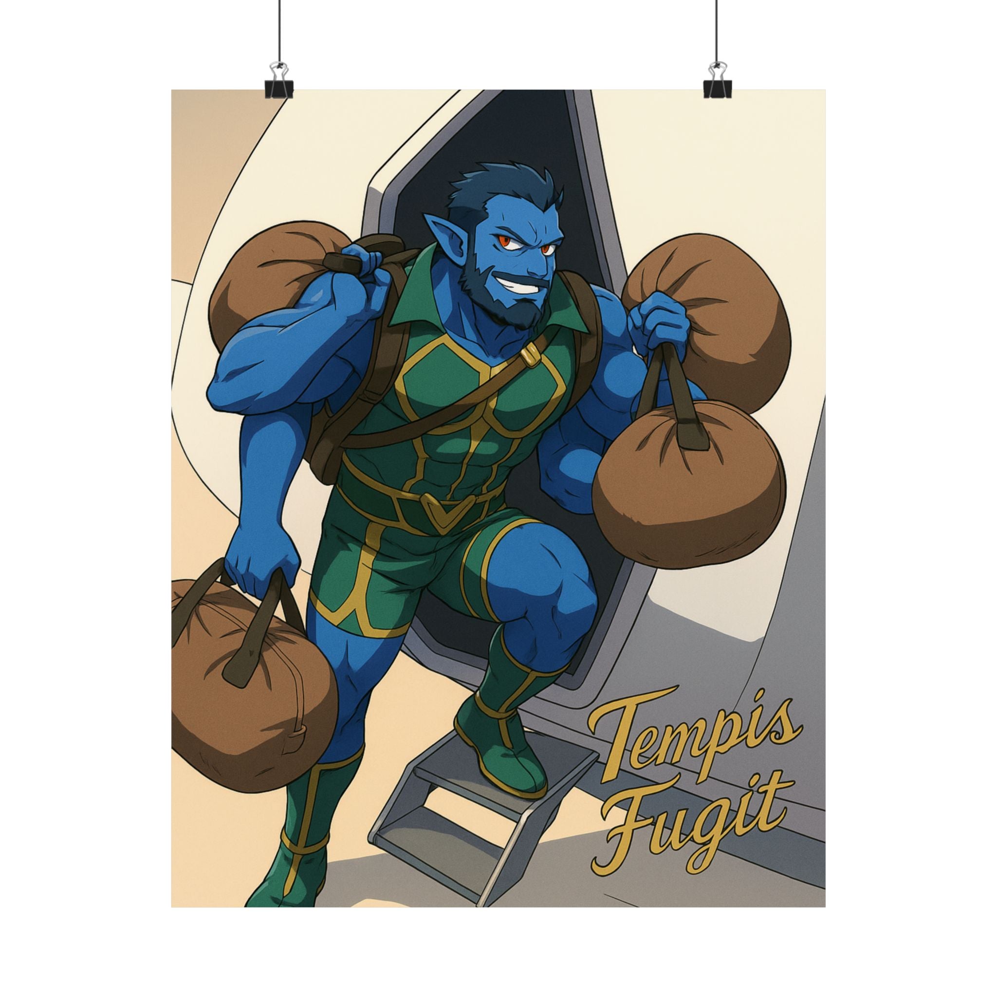 Anime Tempis Fugit Matte Vertical Posters - Sci-Fi Book Da Guv Art Prints, Wall Decor, Fan Merchandise, Geek Gift, Room Decoration