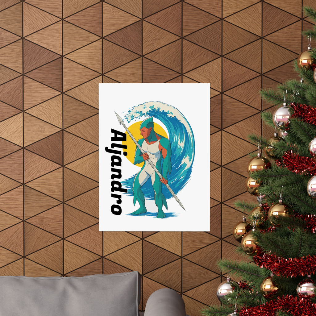 Anime Aljandro Vertical Poster - Personalized Wall Art, Name Print, Unique Home Decor, Gifts for Him, Ocean Lover Decor