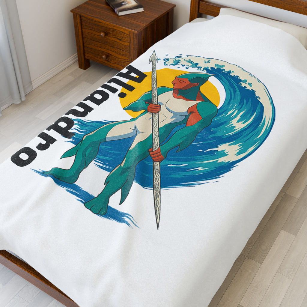 Velveteen Plush Blanket — Personalized Kraken Hunter Design with 'Aljandro'