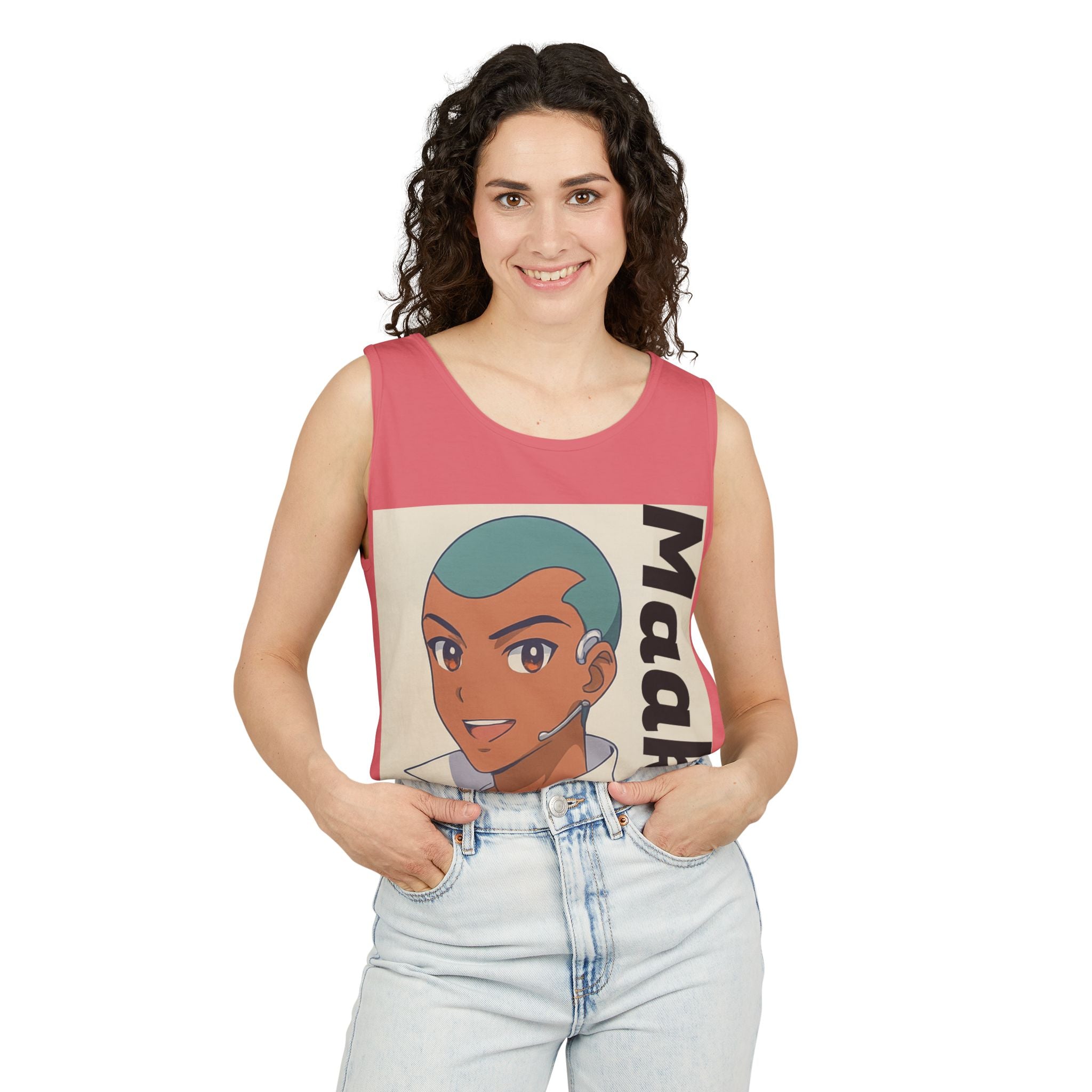 Unisex Anime Character Maakui Tank Top, Summer Wear, Graphic Tee, Casual Attire, Gift for Fans, Beachwear, Festival Top