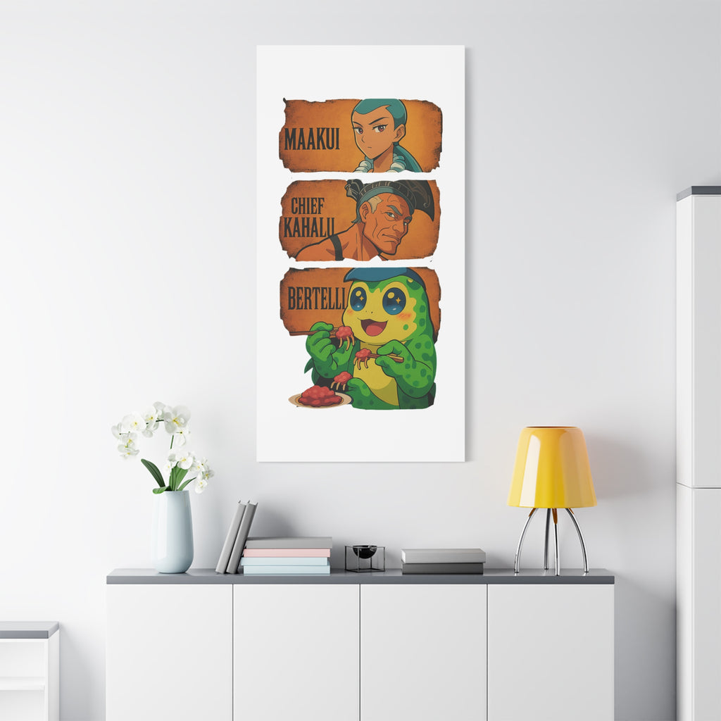 Canvas Wall Art, Anime Style Characters Maakui, Chief Kahalu and Bertelli, Home Decor for Gamers and Collectors, Gift Idea