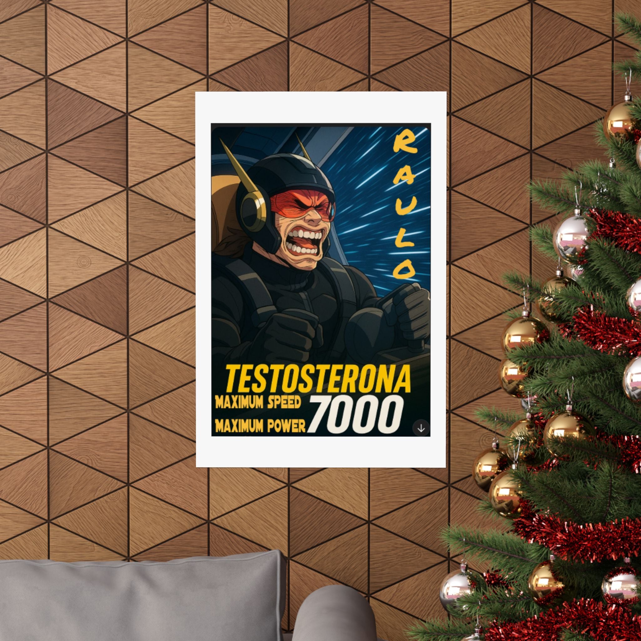 Vertical Poster, Sci-Fi Anime Raulo Driving Testosterona 7000 from Da Guv Book, Matte Wall Art, Home Decor Print, Room Decoration