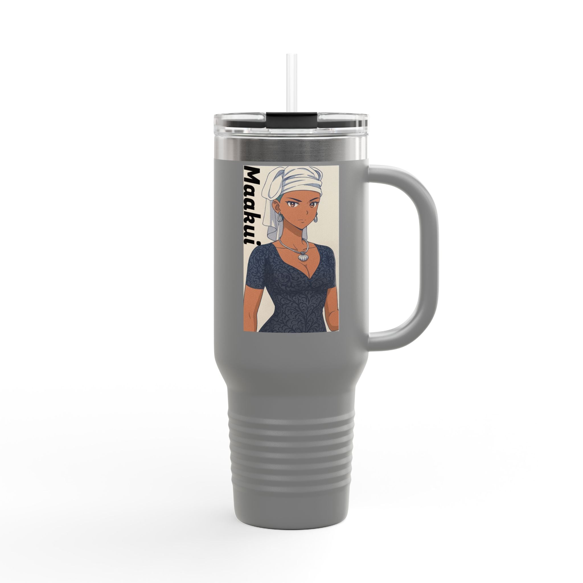 Anime Maakui Insulated Travel Mug - 40oz, Sci-Fi Book Fan Gift, Large Coffee Cup, Novelty Tea Tumbler, Otaku Anime Lover Present