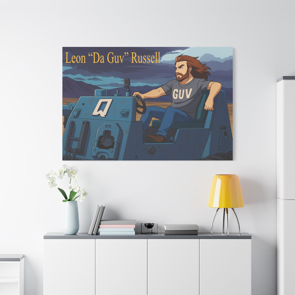 Canvas Print, Leon 'Da Guv' Russell Driving The Banshee Tank from 'Da Guv' Sci-Fi Book, Art Wall Decor, Matte Poster, Stretched Picture, 1