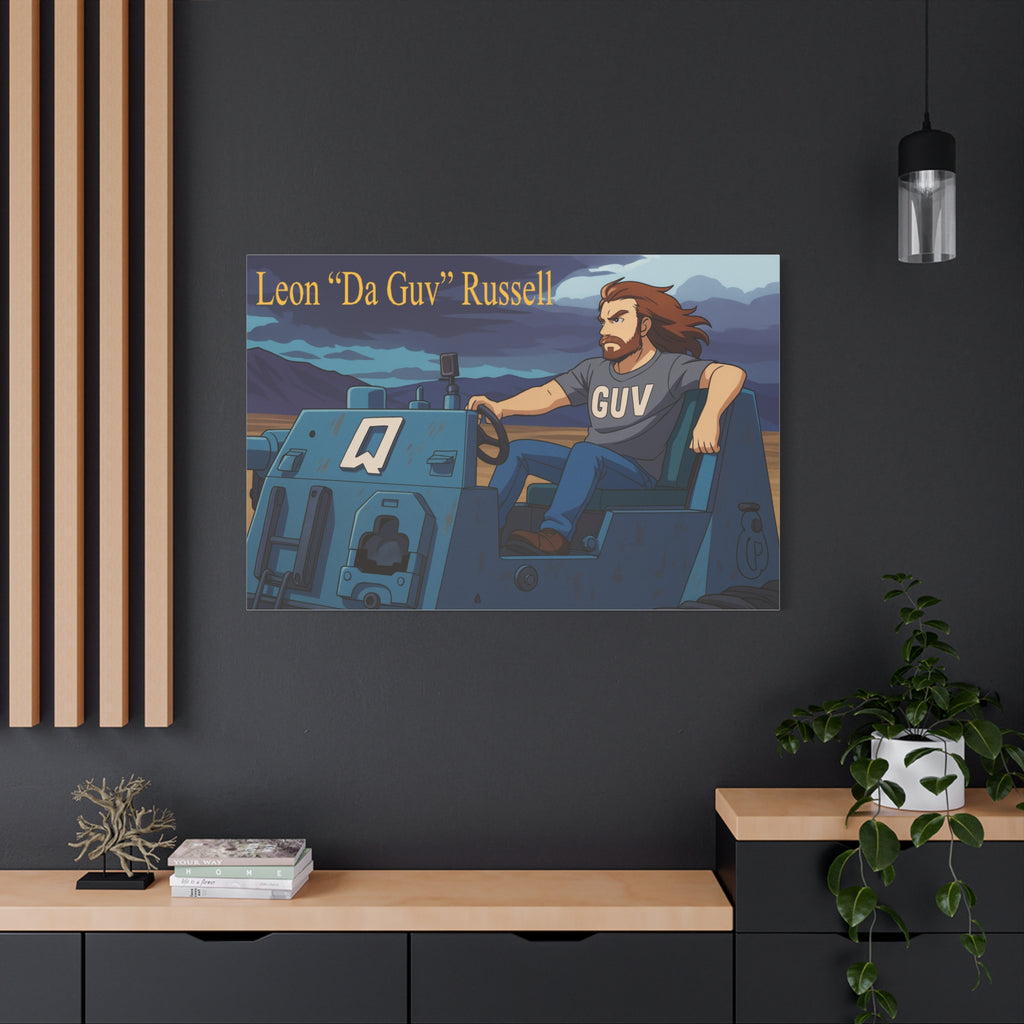 Canvas Print, Leon 'Da Guv' Russell Driving The Banshee Tank from 'Da Guv' Sci-Fi Book, Art Wall Decor, Matte Poster, Stretched Picture, 1