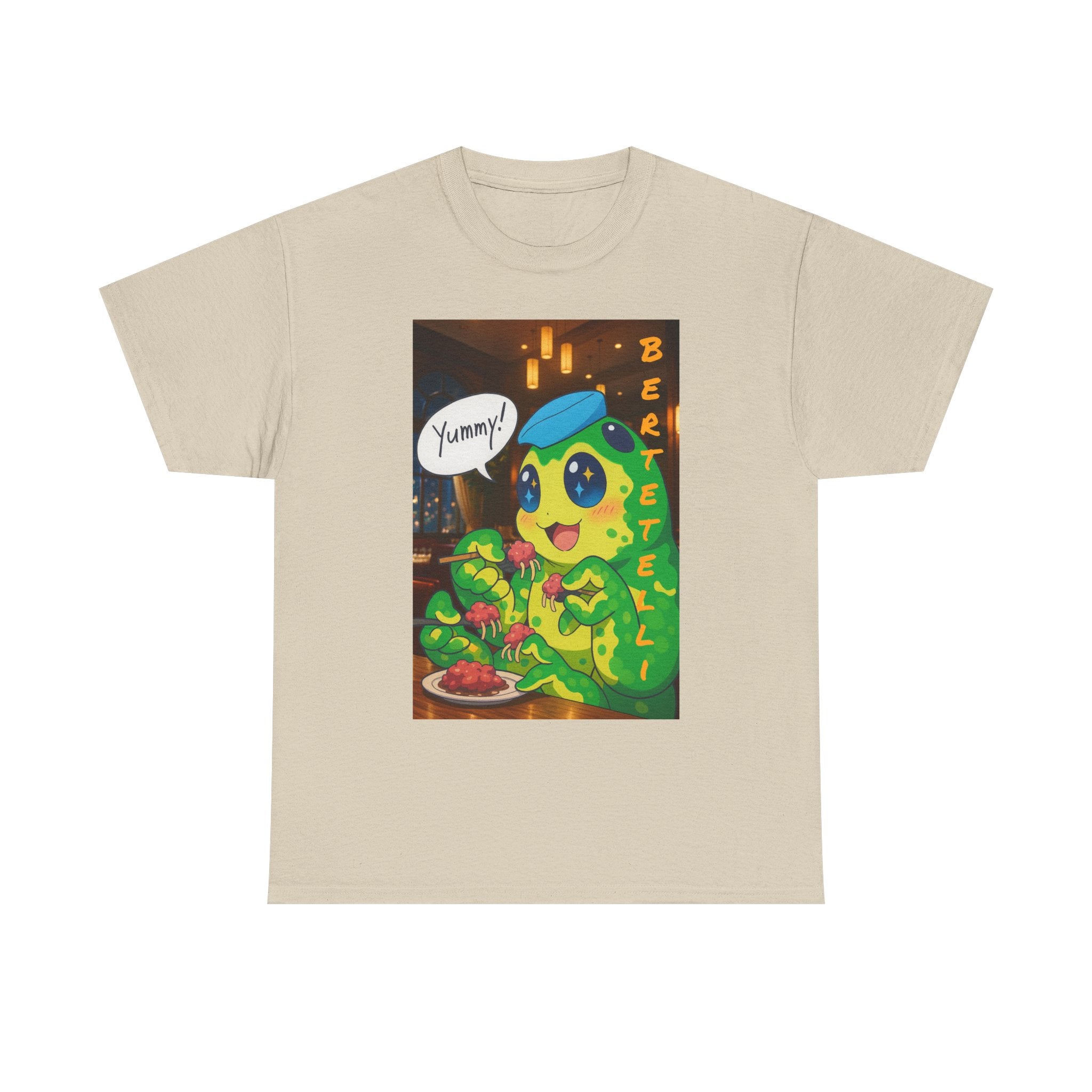 Yummy Anime Bertelli Unisex Tee, Fun Casual Shirt, Gift for Food Lovers, Cute Animal Apparel, Trendy Everyday Wear, Birthday Present