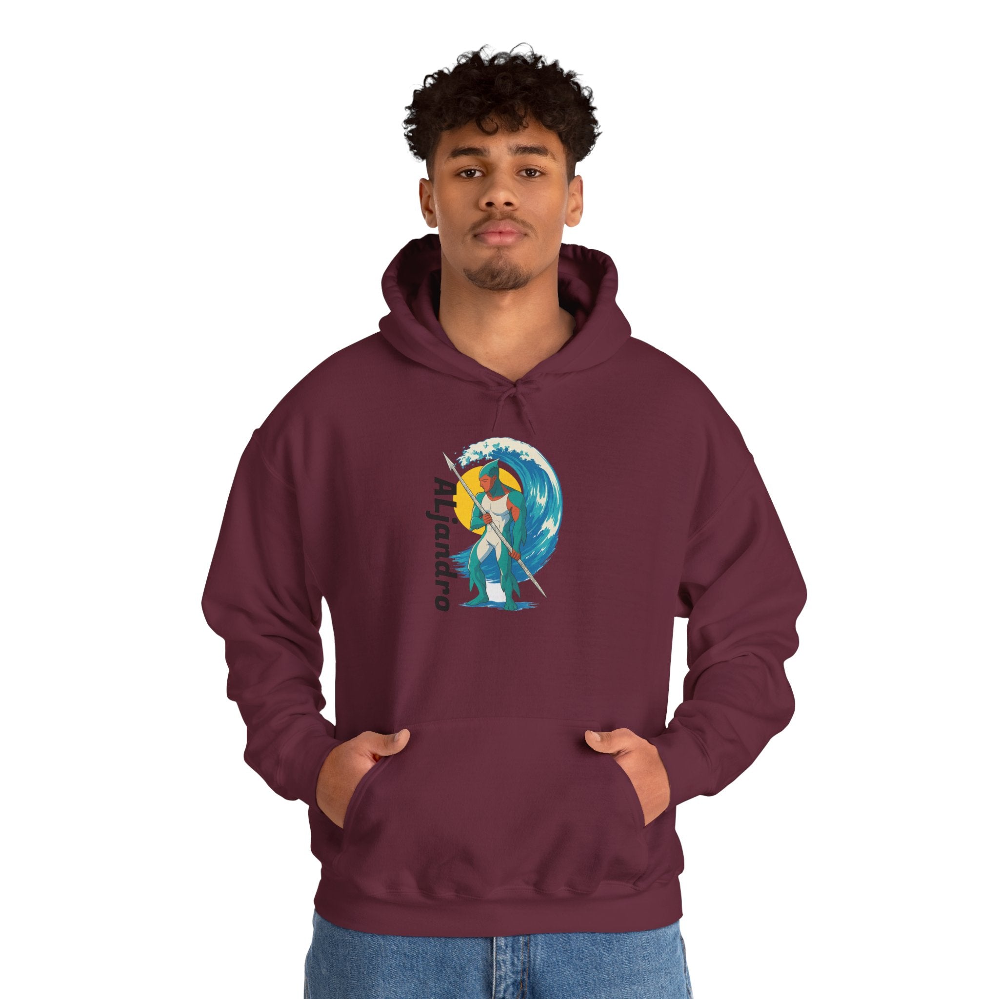 Aljandro Surf Graphic Hoodie — Retro Wave Surfing Design
