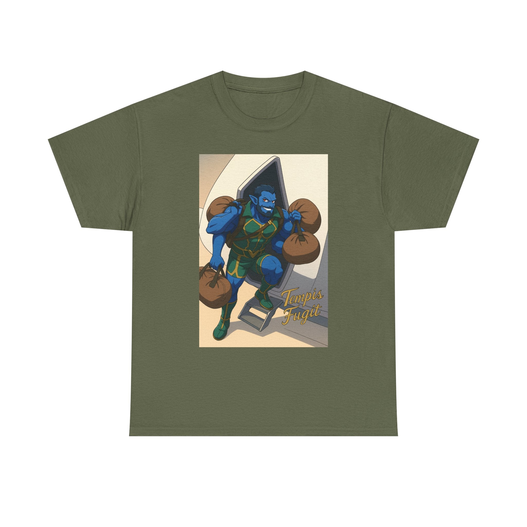 Anime Tempis Fugit Unisex Tee, Sci-Fi Book Da Guv Fan Shirt, Heavy Cotton Top, Manga Lover Gift, Graphic Novel T-Shirt