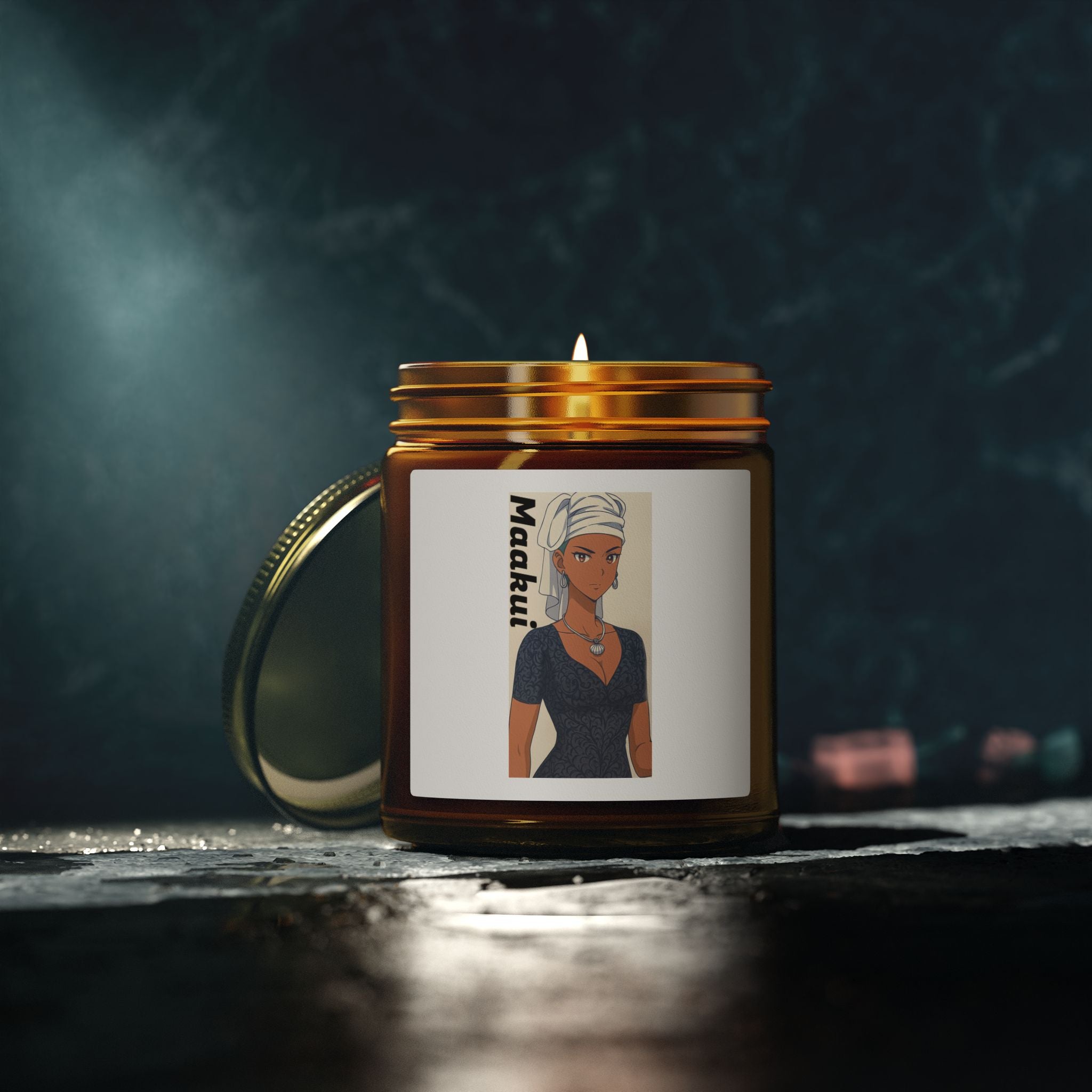 Scented Candles, Anime Maakui Design, Coconut Apricot Wax (4oz, 9oz) - Sci-Fi Book Lovers Gift, Home Decor, Da Guv Inspired, Aromatherapy