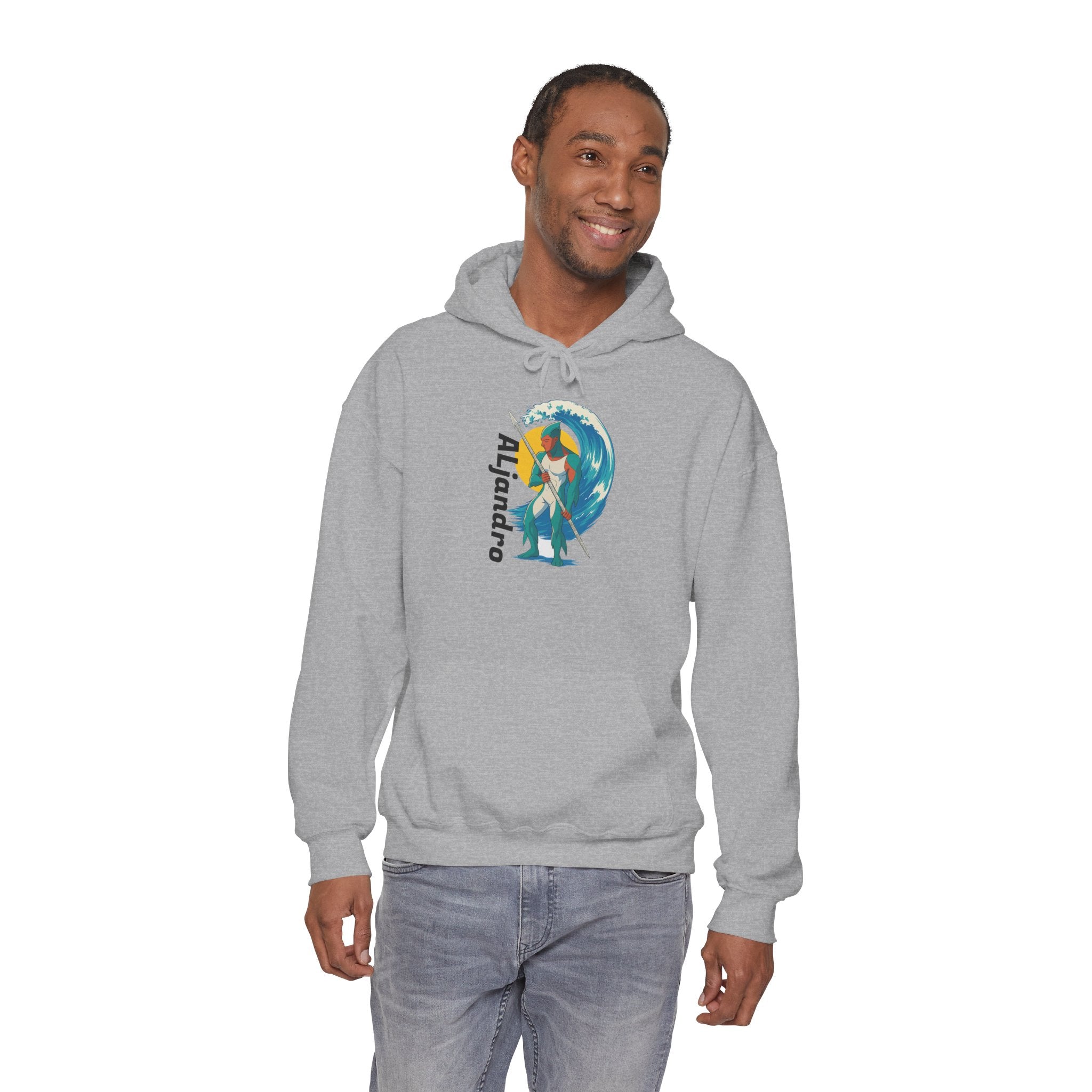 Aljandro Surf Graphic Hoodie — Retro Wave Surfing Design