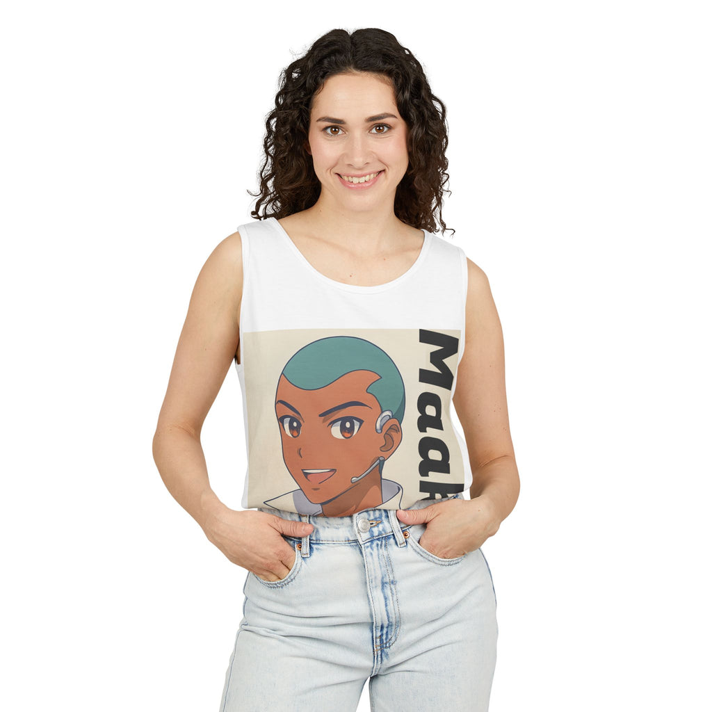 Unisex Anime Character Maakui Tank Top, Summer Wear, Graphic Tee, Casual Attire, Gift for Fans, Beachwear, Festival Top