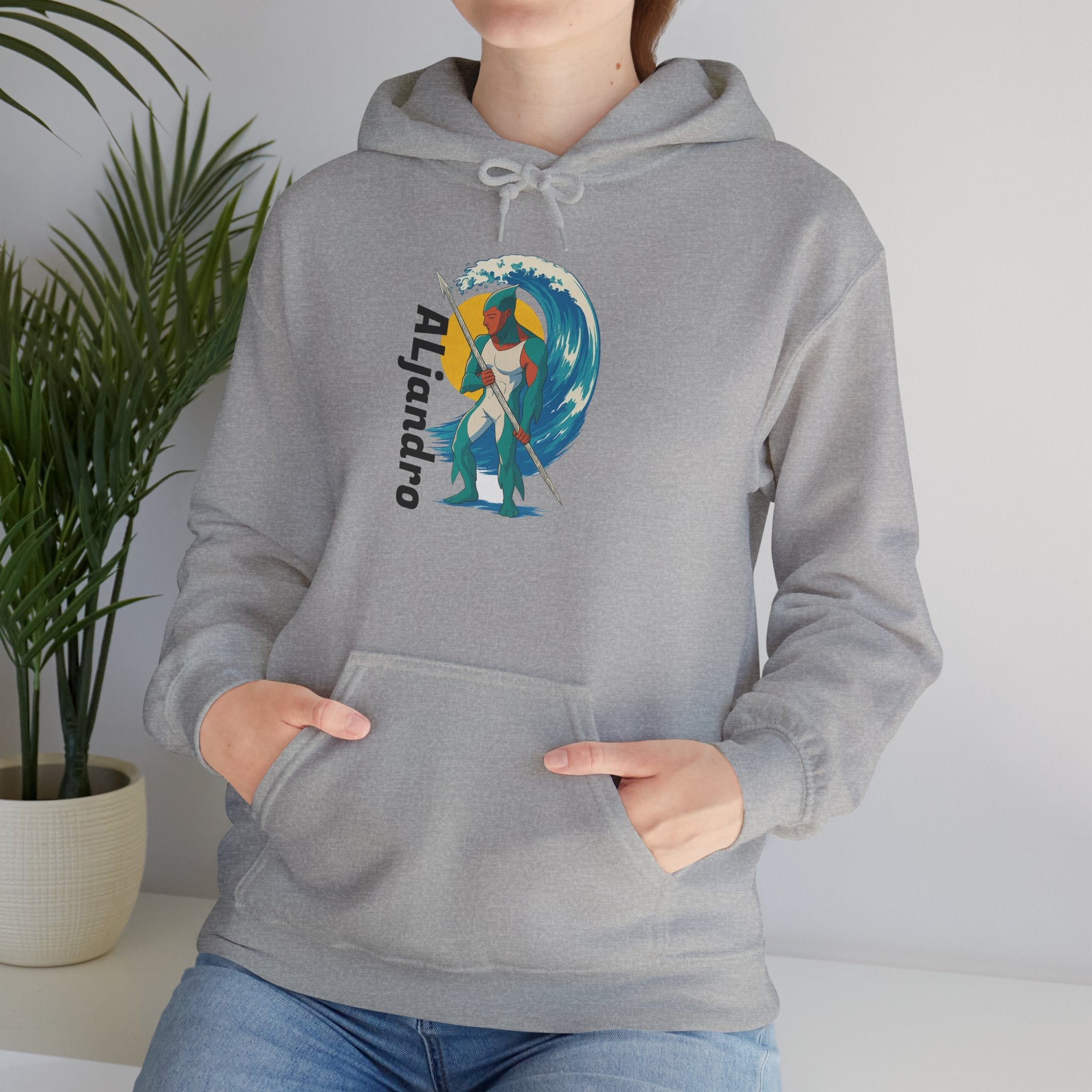 Aljandro Surf Graphic Hoodie — Retro Wave Surfing Design