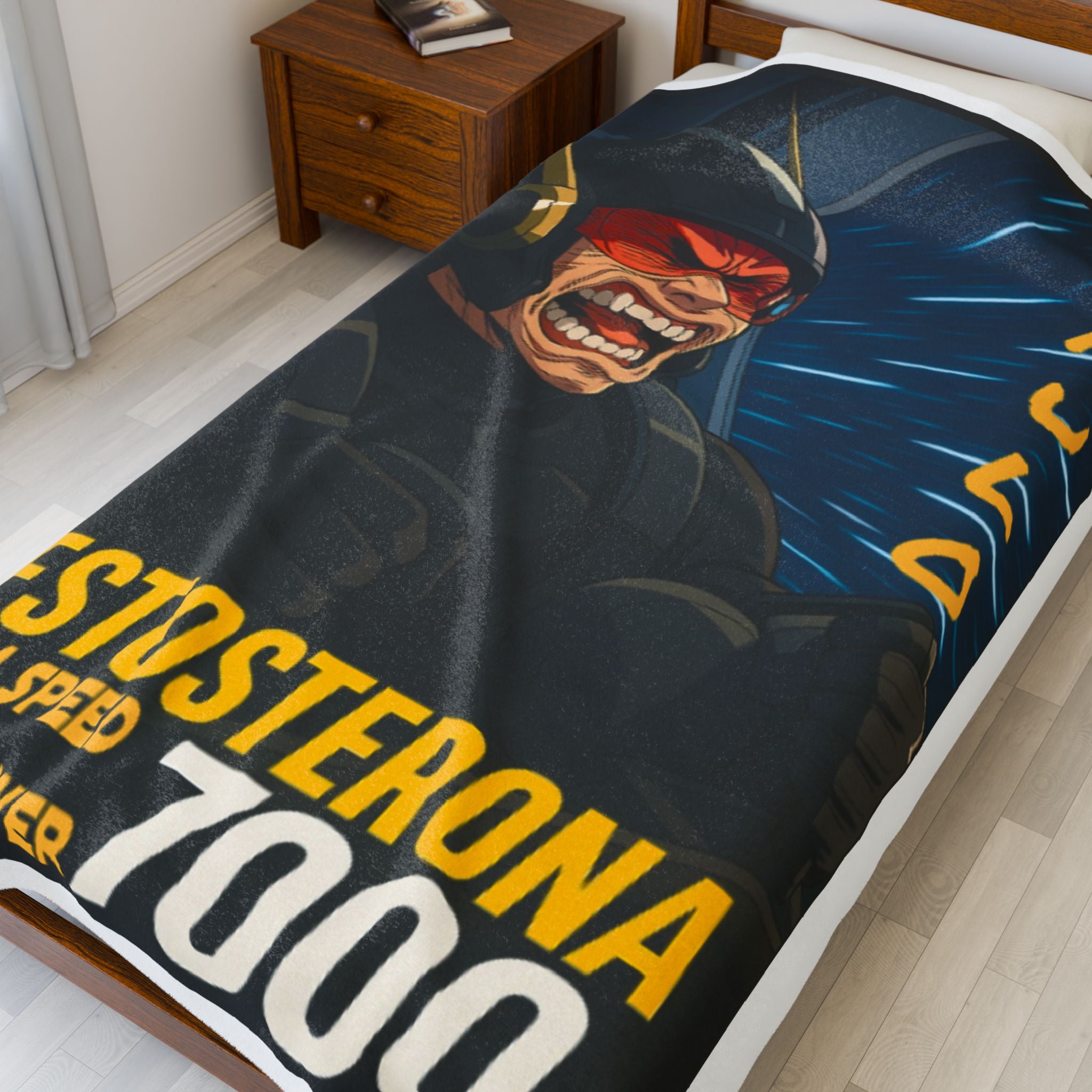 Plush Blanket with Raulo Driving Testosterona 7000 Anime, Sci-Fi Book Inspired, Cozy Throw, Unique Gift, Bedroom Decor, Home Accessory