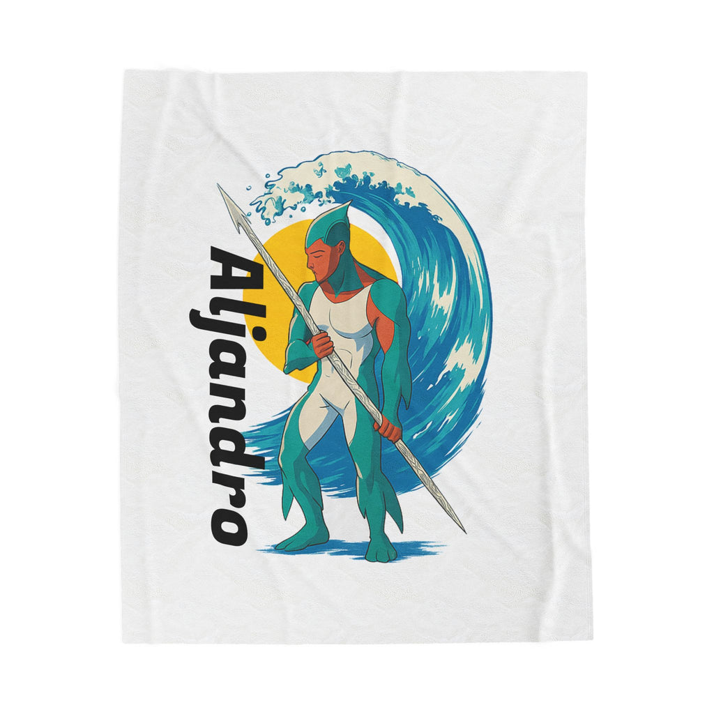 Velveteen Plush Blanket — Personalized Kraken Hunter Design with 'Aljandro'