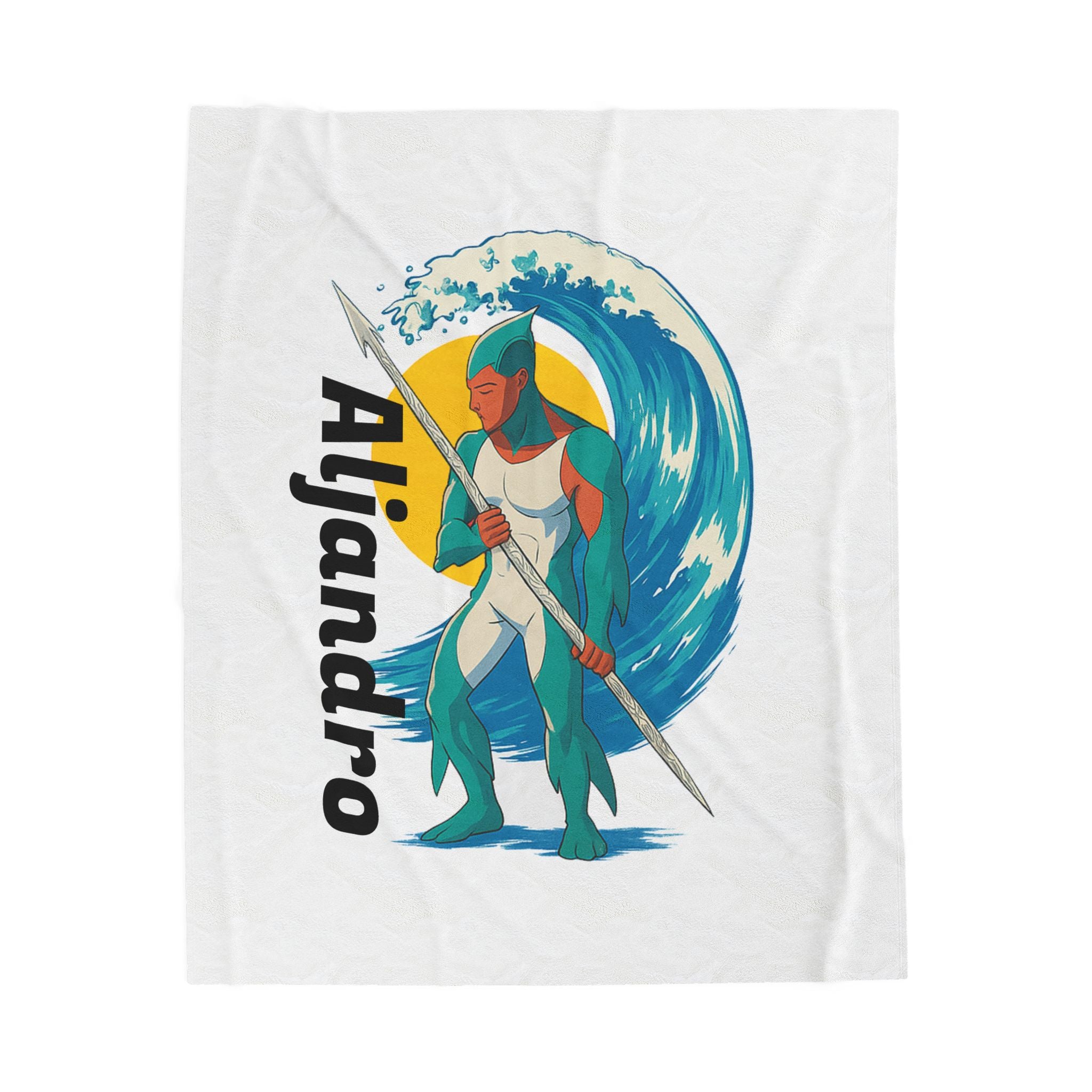 Velveteen Plush Blanket — Personalized Kraken Hunter Design with 'Aljandro'