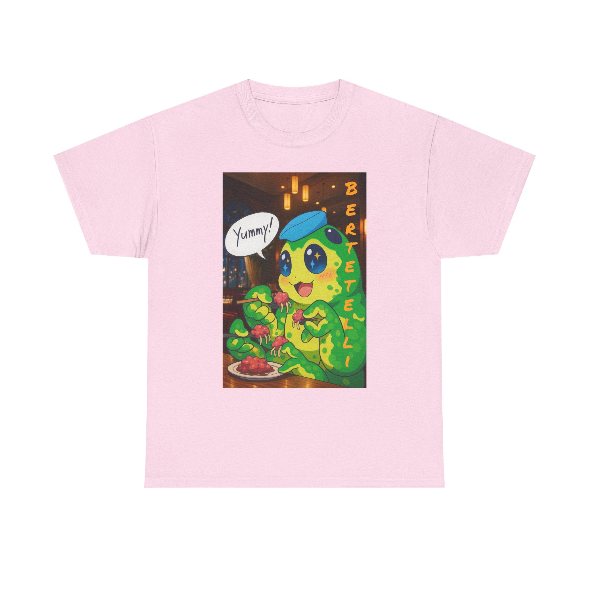 Yummy Anime Bertelli Unisex Tee, Fun Casual Shirt, Gift for Food Lovers, Cute Animal Apparel, Trendy Everyday Wear, Birthday Present