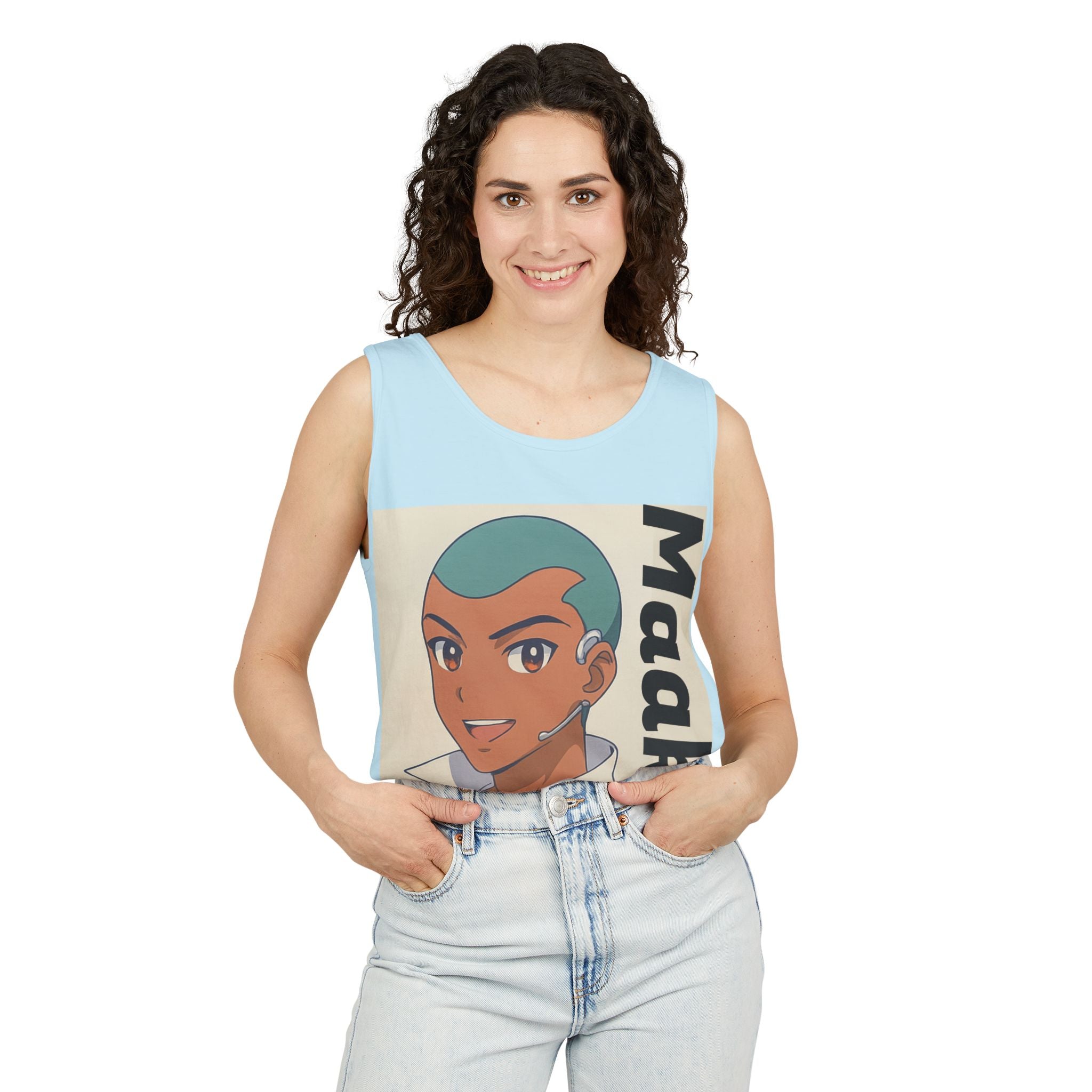 Unisex Anime Character Maakui Tank Top, Summer Wear, Graphic Tee, Casual Attire, Gift for Fans, Beachwear, Festival Top