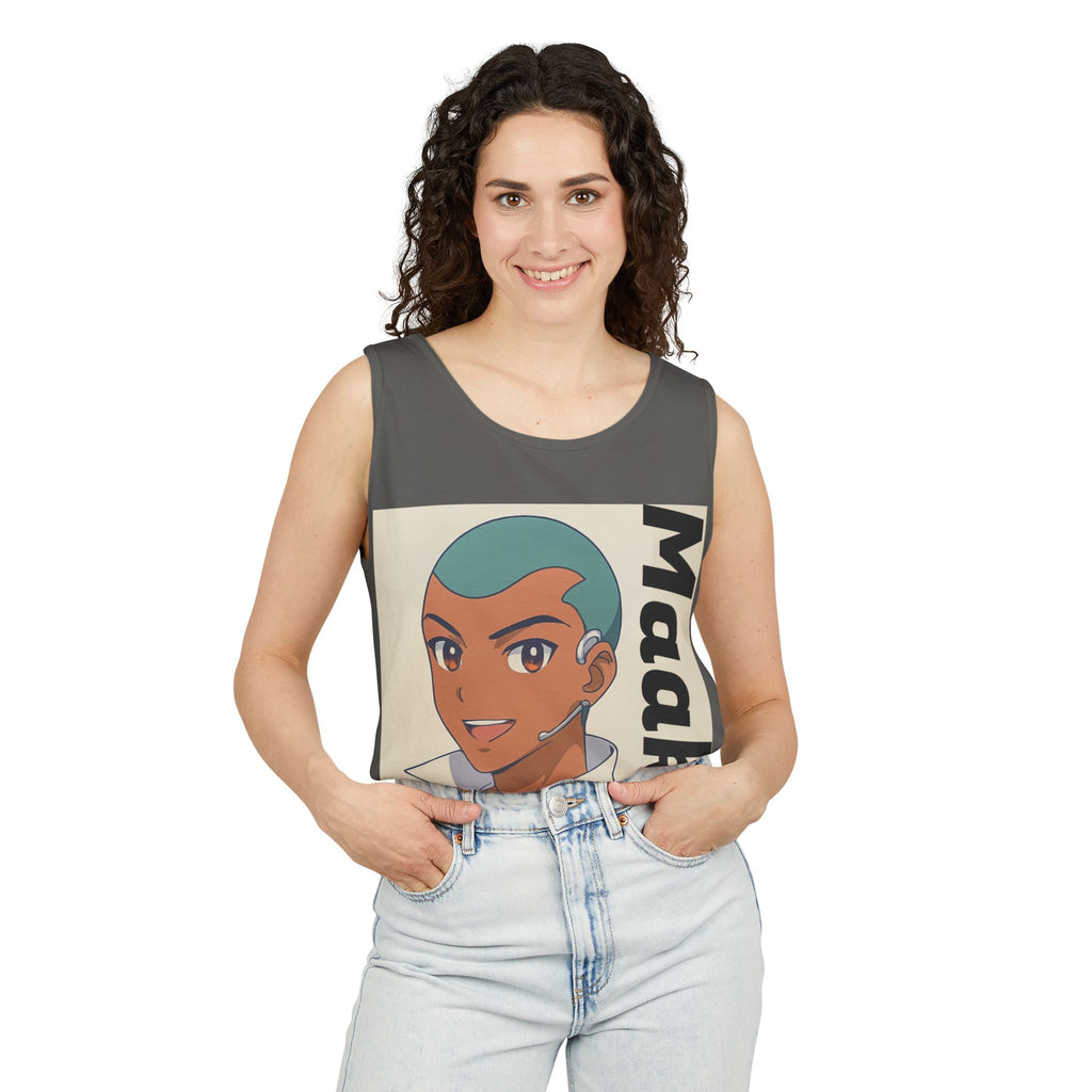 Unisex Anime Character Maakui Tank Top, Summer Wear, Graphic Tee, Casual Attire, Gift for Fans, Beachwear, Festival Top