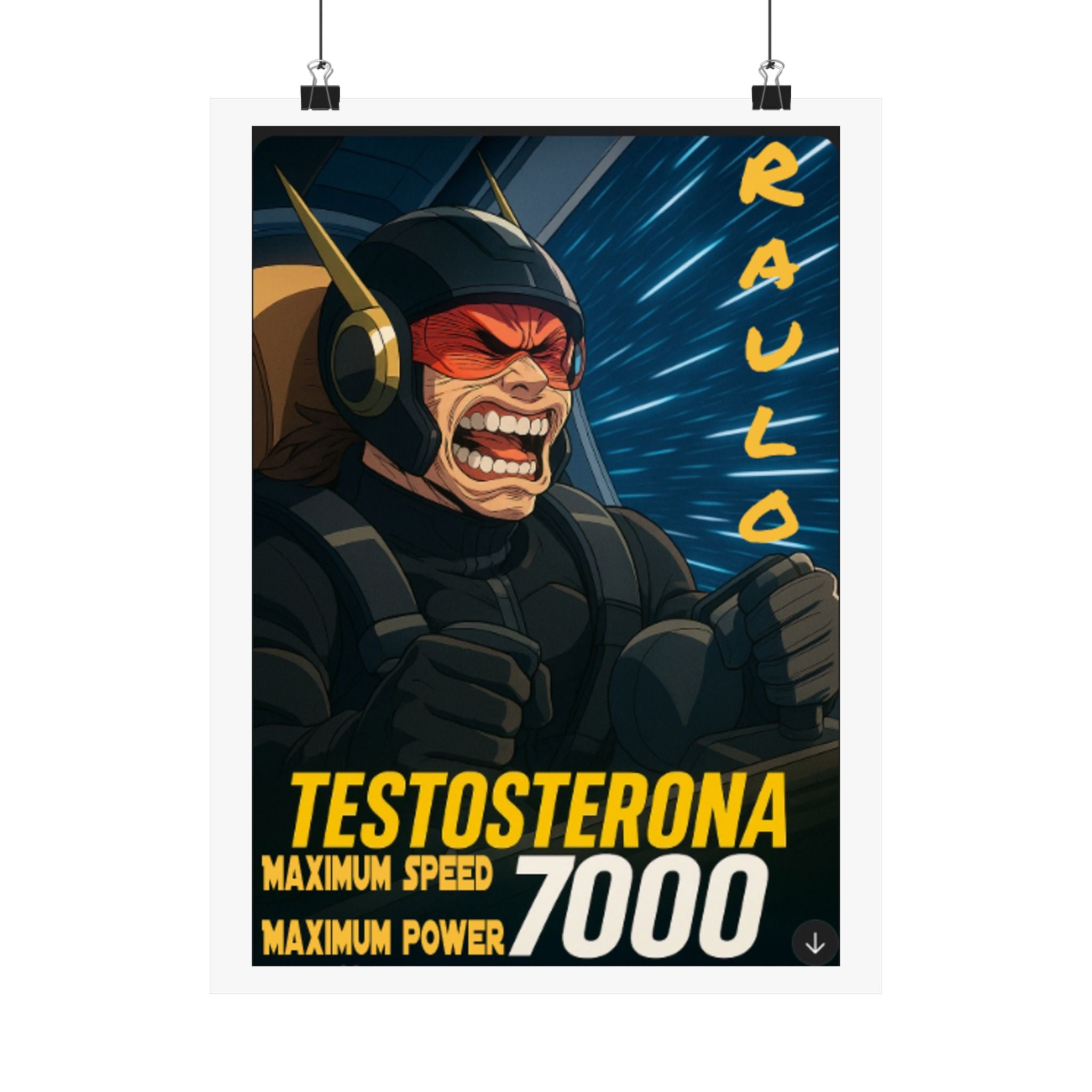Vertical Poster, Sci-Fi Anime Raulo Driving Testosterona 7000 from Da Guv Book, Matte Wall Art, Home Decor Print, Room Decoration