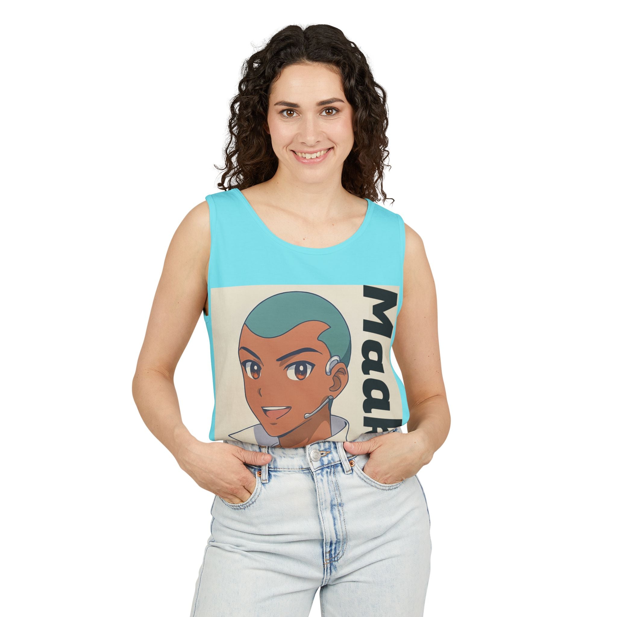 Unisex Anime Character Maakui Tank Top, Summer Wear, Graphic Tee, Casual Attire, Gift for Fans, Beachwear, Festival Top