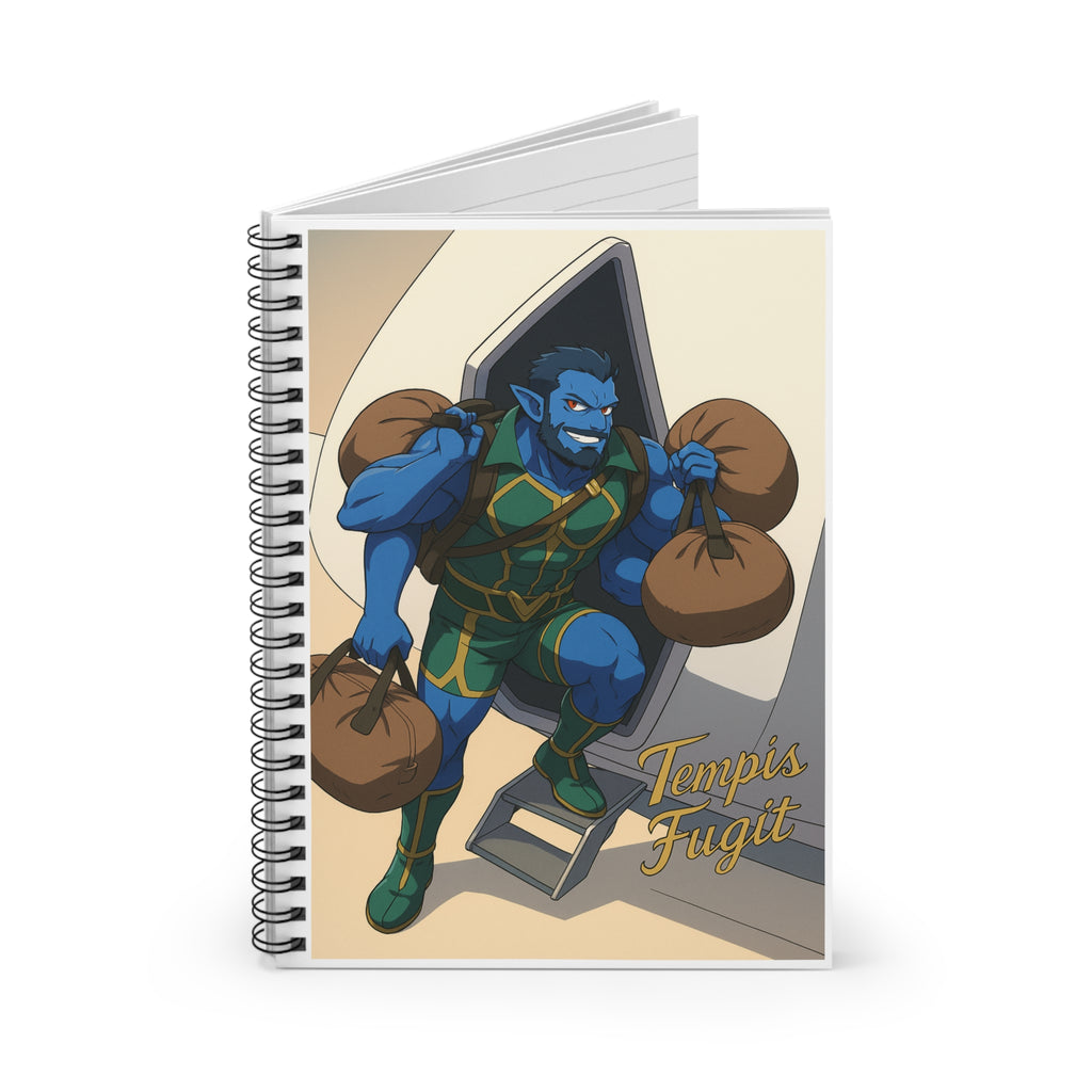 Spiral Notebook - Anime Tempis Fugit from Da Guv, Ruled Line Journal, Sci-Fi Book Design, Gifts for Book Lovers, Writing Notebook, Bullet