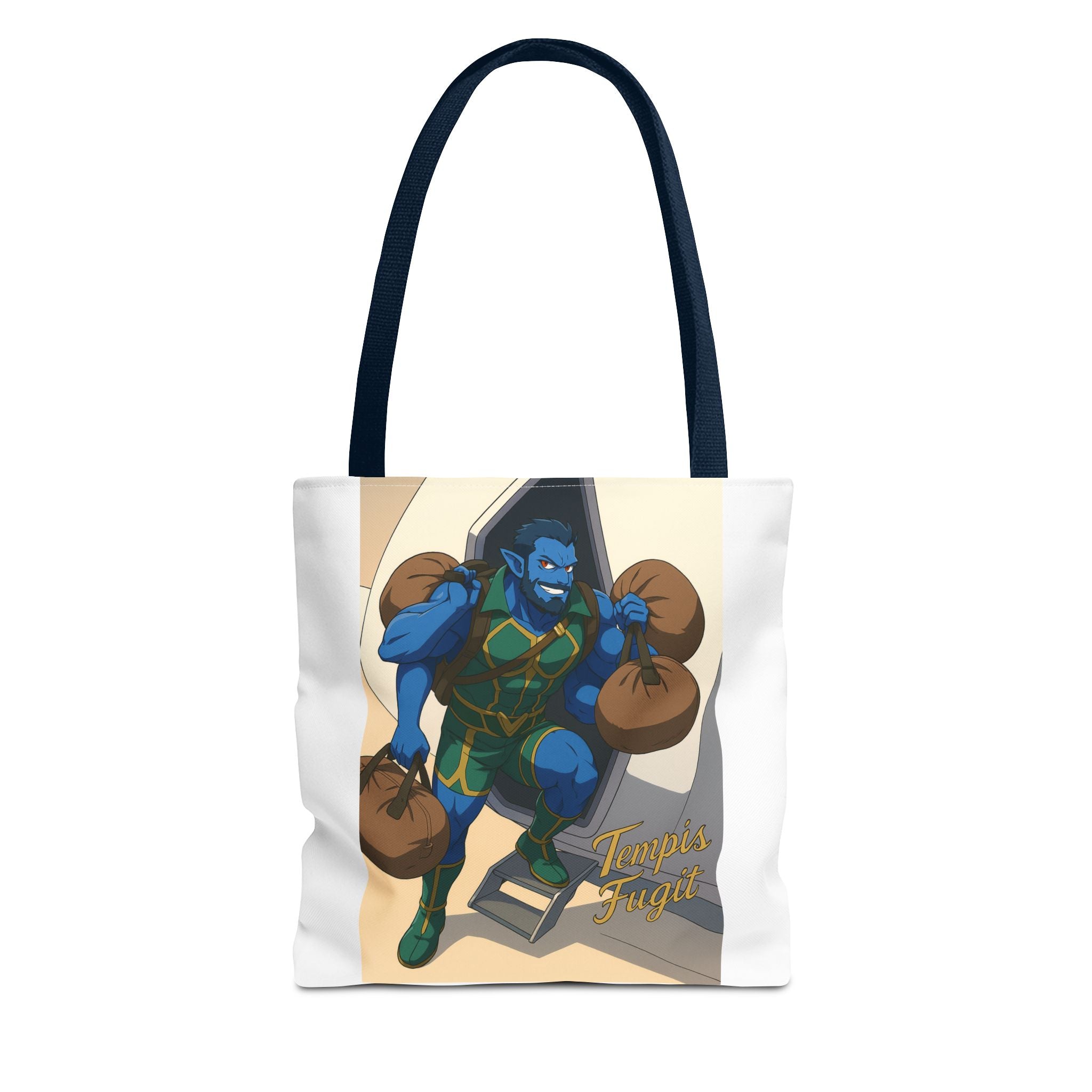 Tote Bag Anime Tempis Fugit, Da Guv Sci-Fi Book Lover Gift, Bookish Shoulder Bag, Literary Tote, Bookworm Library Bag, Geeky Book Lover Gift