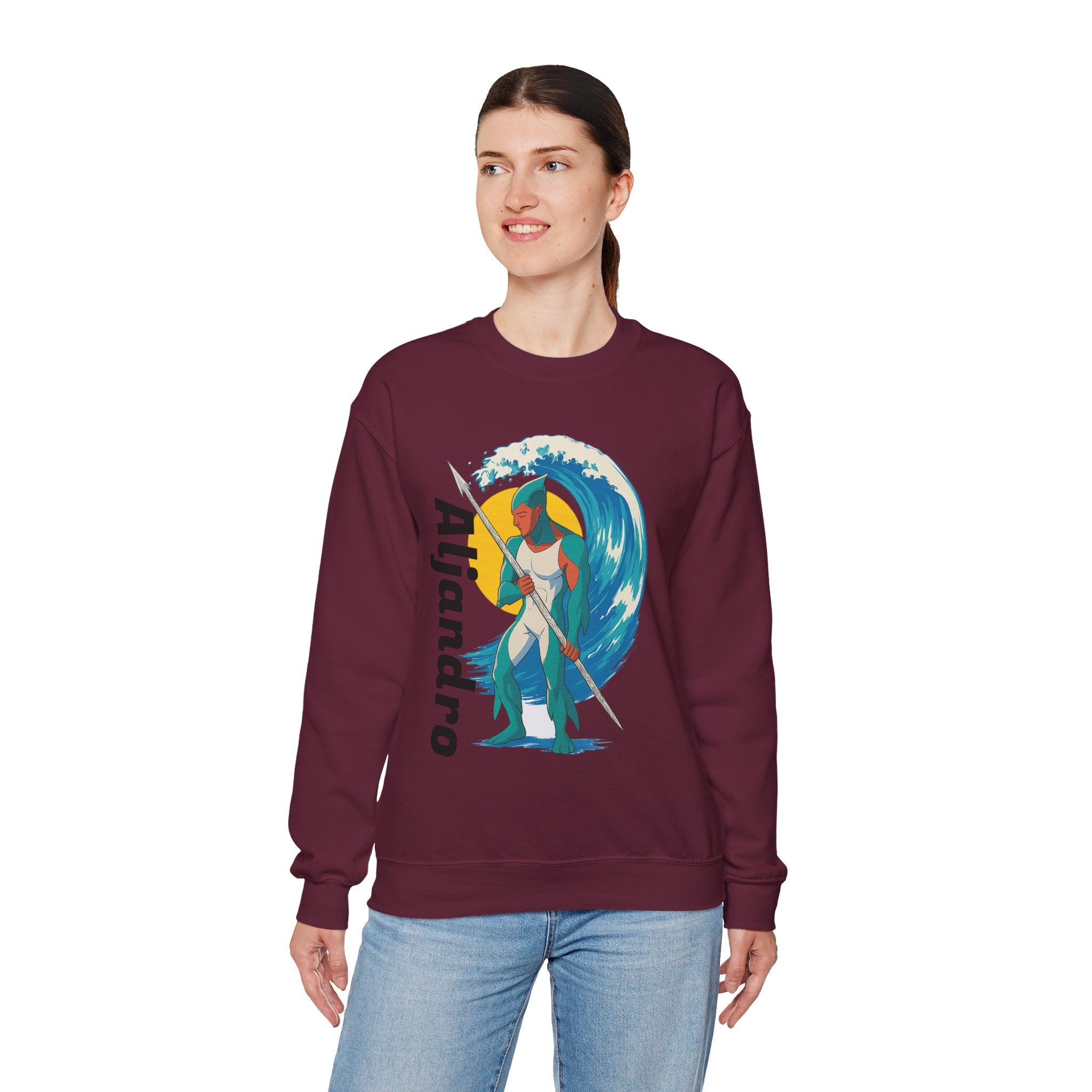 Kraken Hunter Graphic Sweatshirt — Personalized 'Aljandro' Wave Design