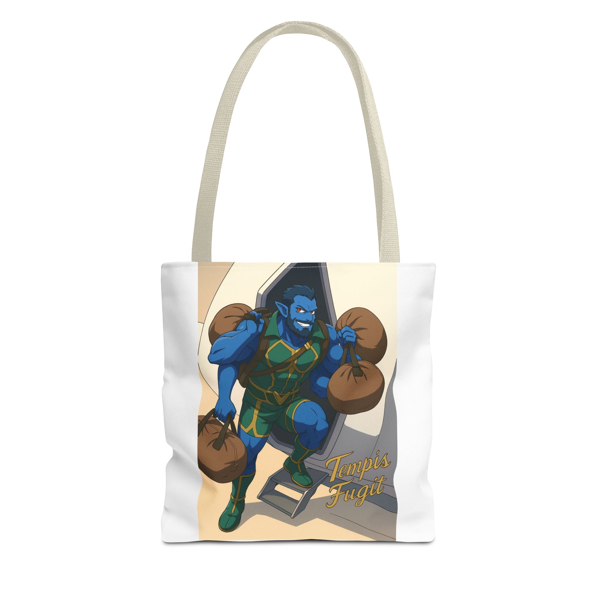 Tote Bag Anime Tempis Fugit, Da Guv Sci-Fi Book Lover Gift, Bookish Shoulder Bag, Literary Tote, Bookworm Library Bag, Geeky Book Lover Gift