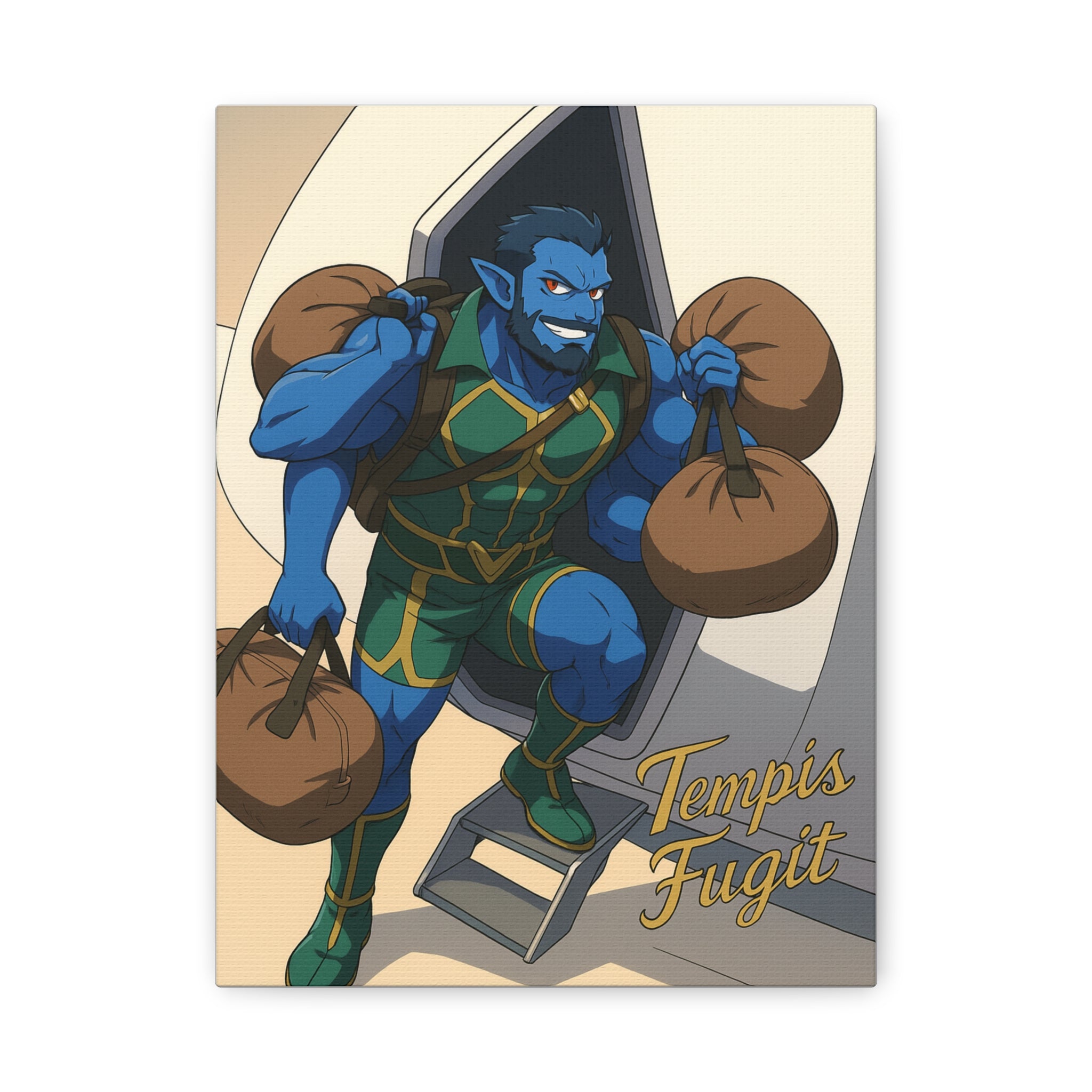 Canvas Wall Art, Anime Tempis Fugit from Da Guv, Sci-Fi Matte Print, Stretched Painting, 25&quot; Home Decor, Manga Poster, Geek Gift