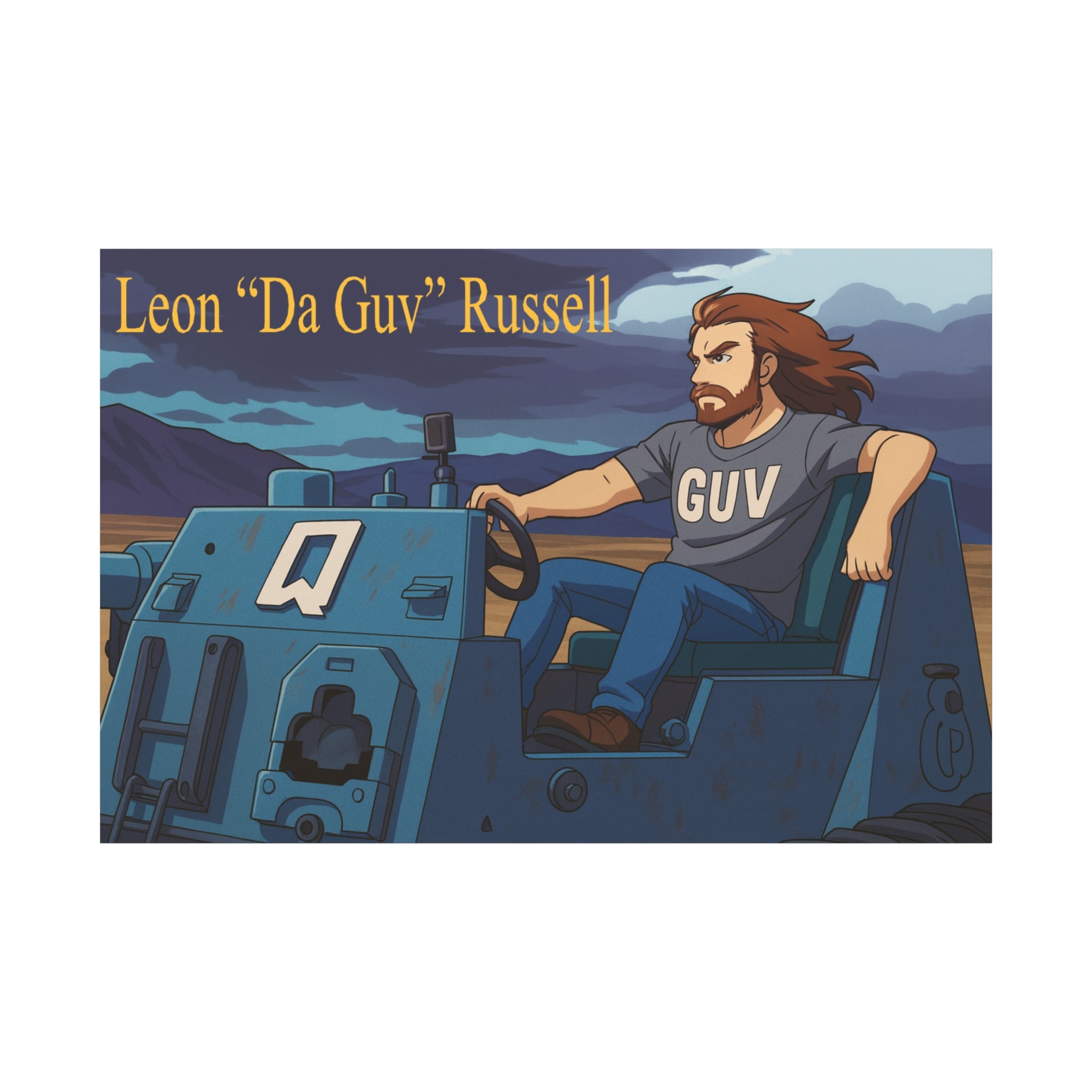 Canvas Print, Leon 'Da Guv' Russell Driving The Banshee Tank from 'Da Guv' Sci-Fi Book, Art Wall Decor, Matte Poster, Stretched Picture, 1