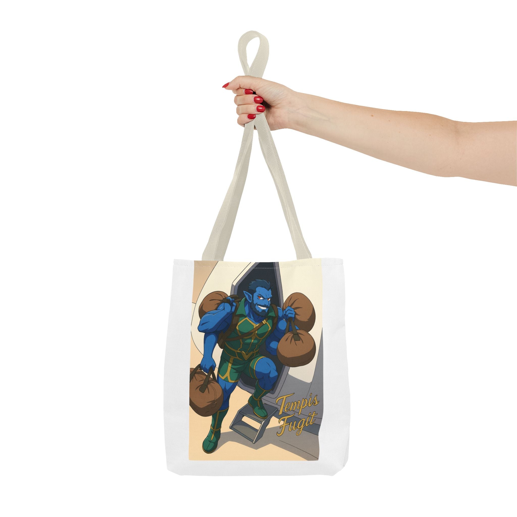 Tote Bag Anime Tempis Fugit, Da Guv Sci-Fi Book Lover Gift, Bookish Shoulder Bag, Literary Tote, Bookworm Library Bag, Geeky Book Lover Gift