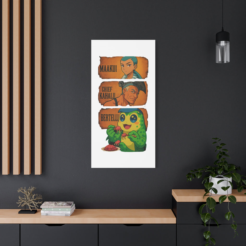 Canvas Wall Art, Anime Style Characters Maakui, Chief Kahalu and Bertelli, Home Decor for Gamers and Collectors, Gift Idea