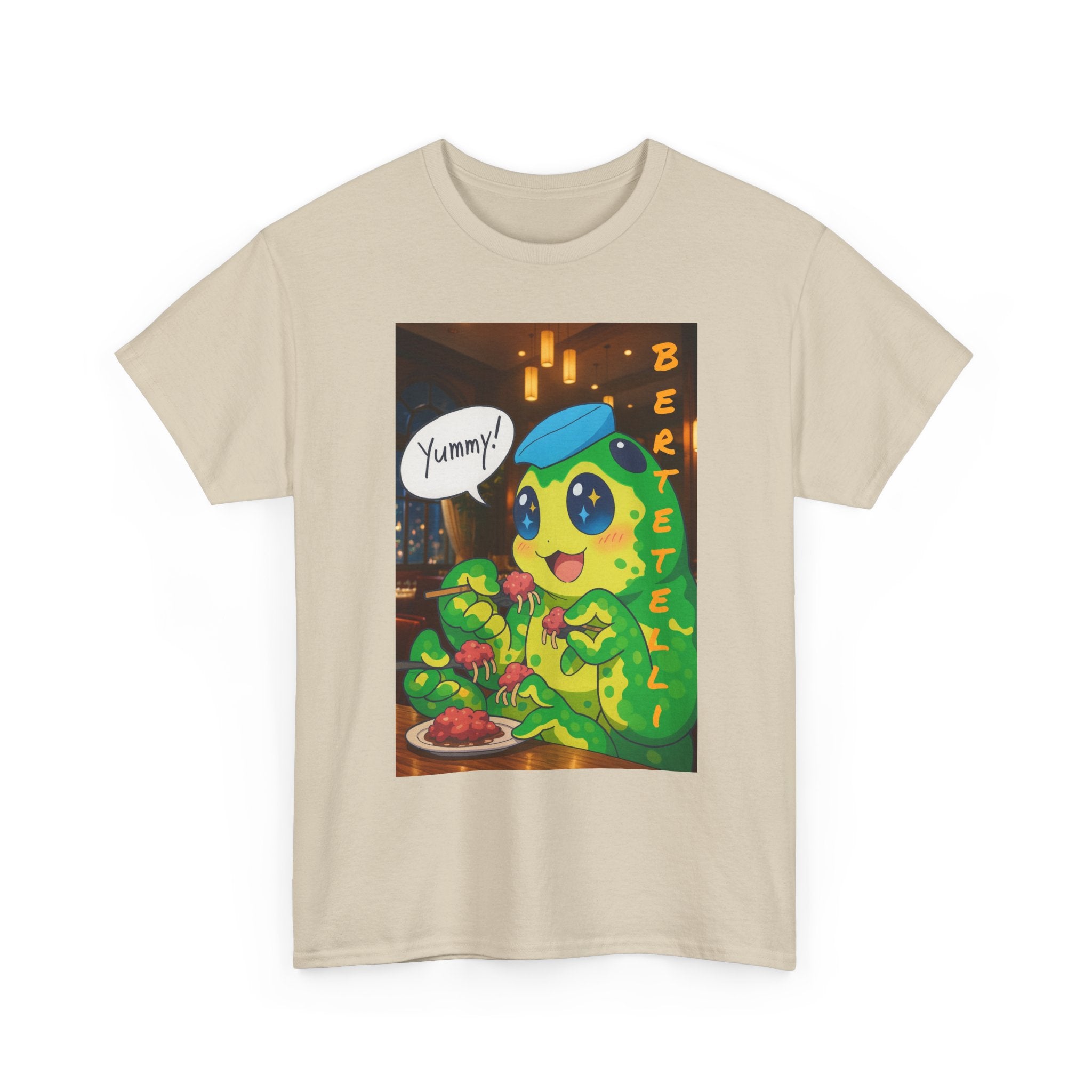 Yummy Anime Bertelli Unisex Tee, Fun Casual Shirt, Gift for Food Lovers, Cute Animal Apparel, Trendy Everyday Wear, Birthday Present