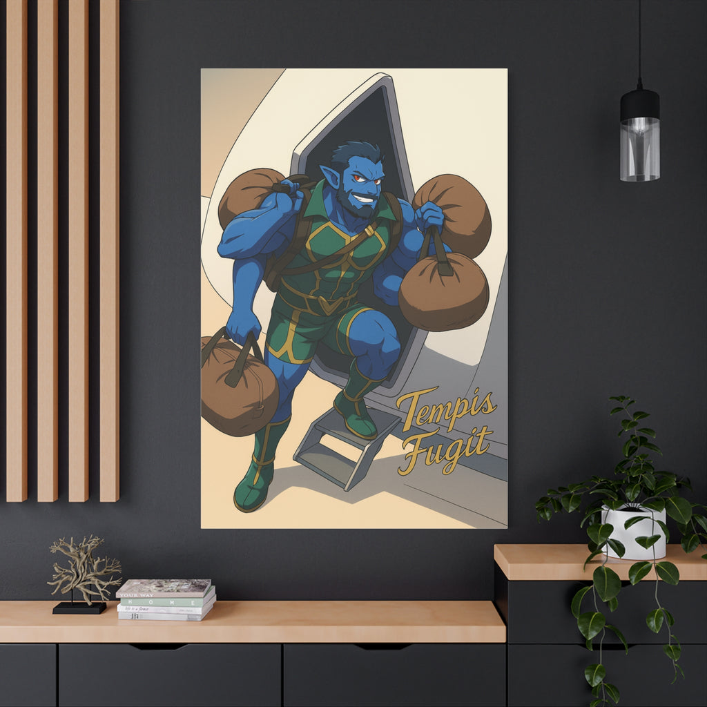 Canvas Wall Art, Anime Tempis Fugit from Da Guv, Sci-Fi Matte Print, Stretched Painting, 25&quot; Home Decor, Manga Poster, Geek Gift
