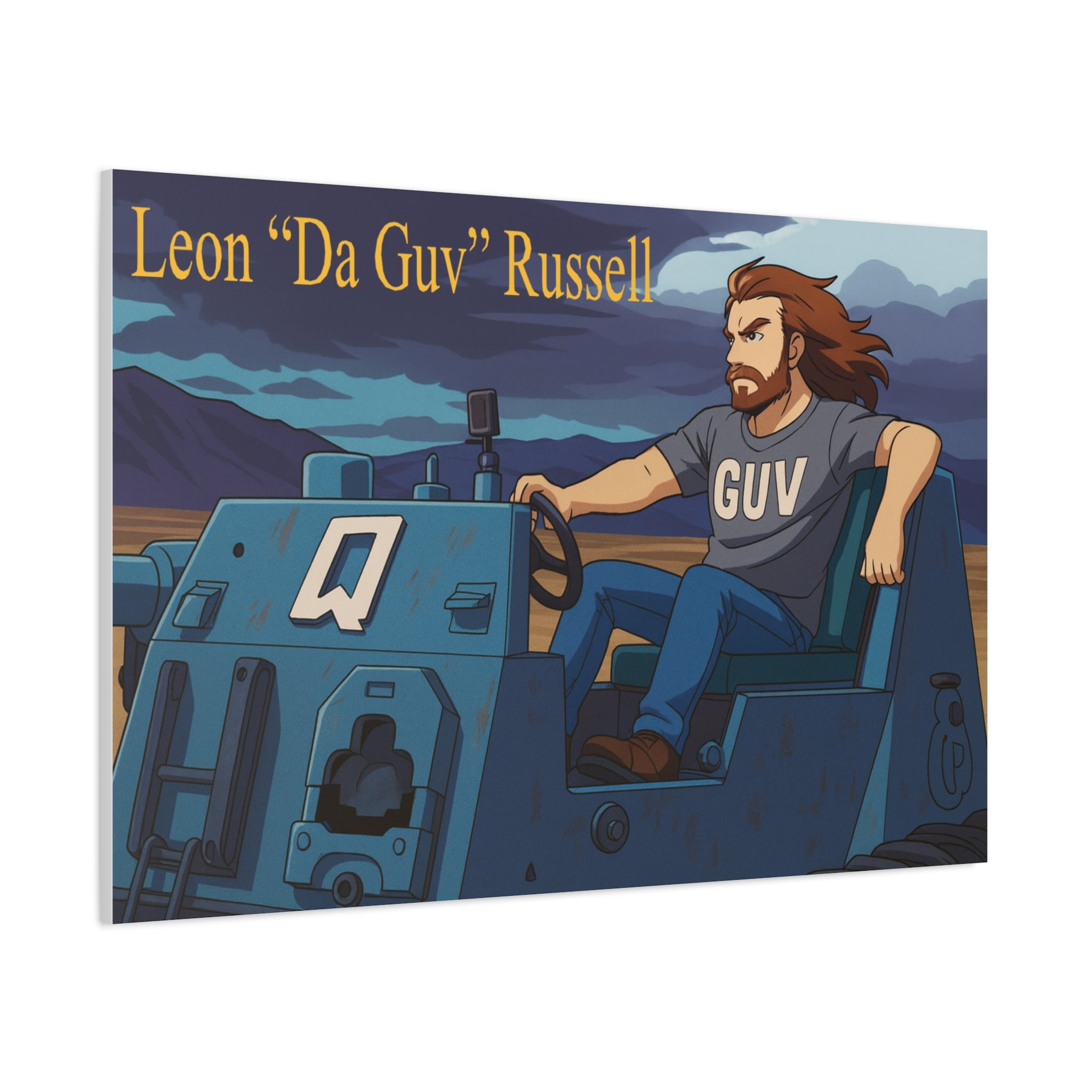 Canvas Print, Leon 'Da Guv' Russell Driving The Banshee Tank from 'Da Guv' Sci-Fi Book, Art Wall Decor, Matte Poster, Stretched Picture, 1
