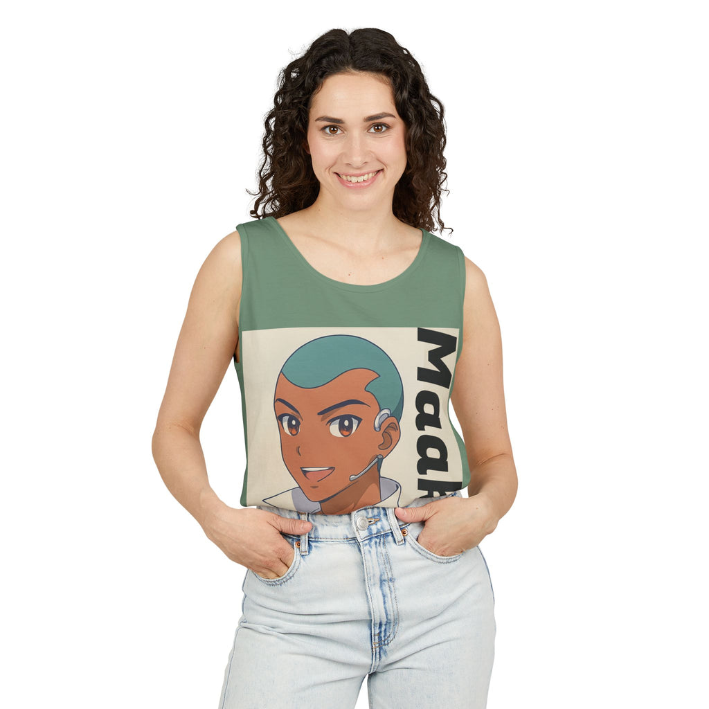 Unisex Anime Character Maakui Tank Top, Summer Wear, Graphic Tee, Casual Attire, Gift for Fans, Beachwear, Festival Top