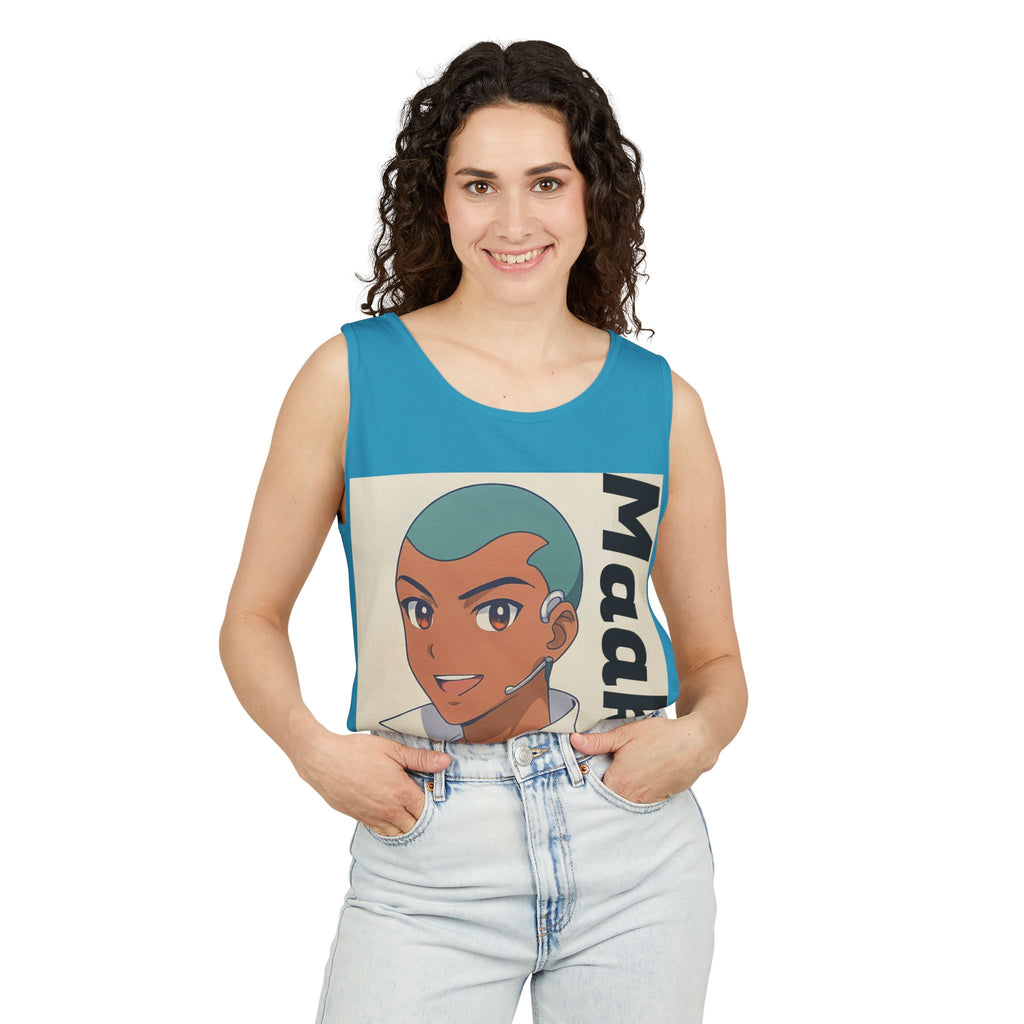 Unisex Anime Character Maakui Tank Top, Summer Wear, Graphic Tee, Casual Attire, Gift for Fans, Beachwear, Festival Top