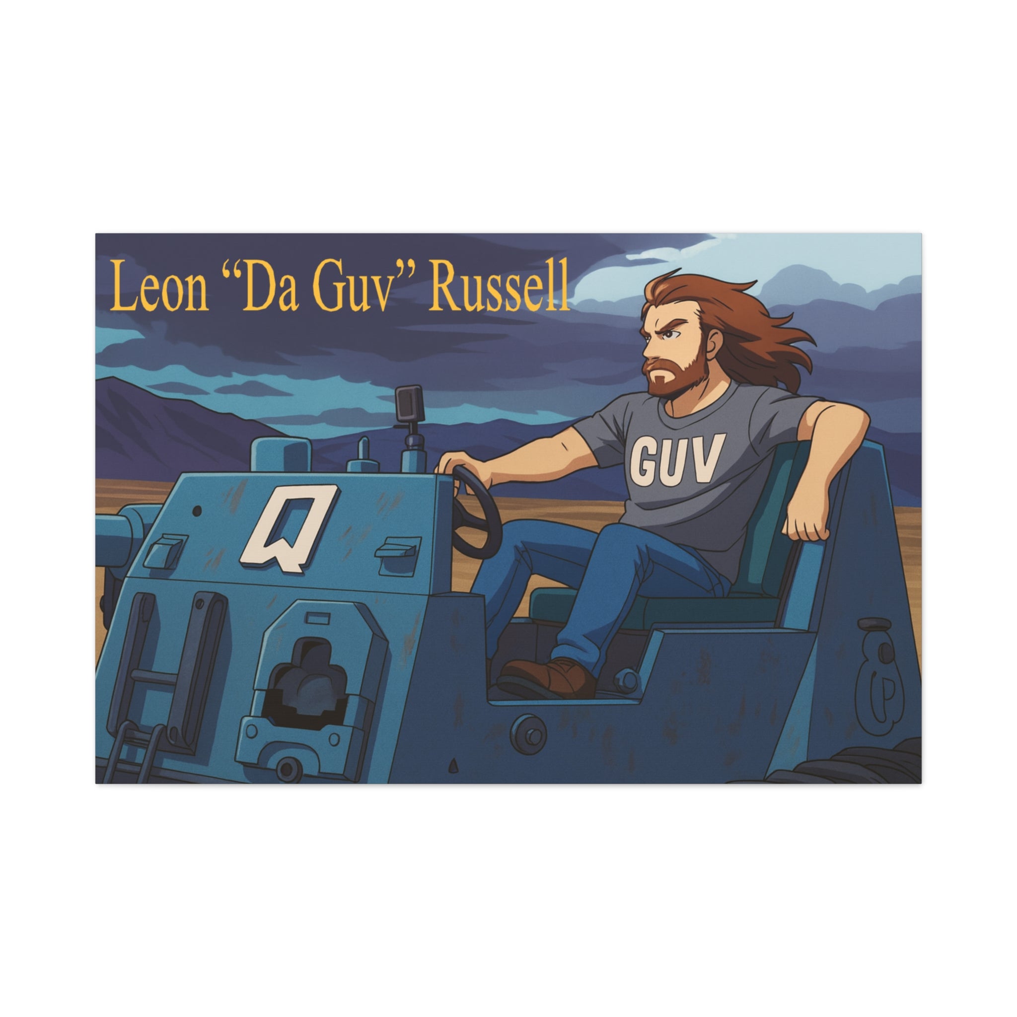 Canvas Print, Leon 'Da Guv' Russell Driving The Banshee Tank from 'Da Guv' Sci-Fi Book, Art Wall Decor, Matte Poster, Stretched Picture, 1