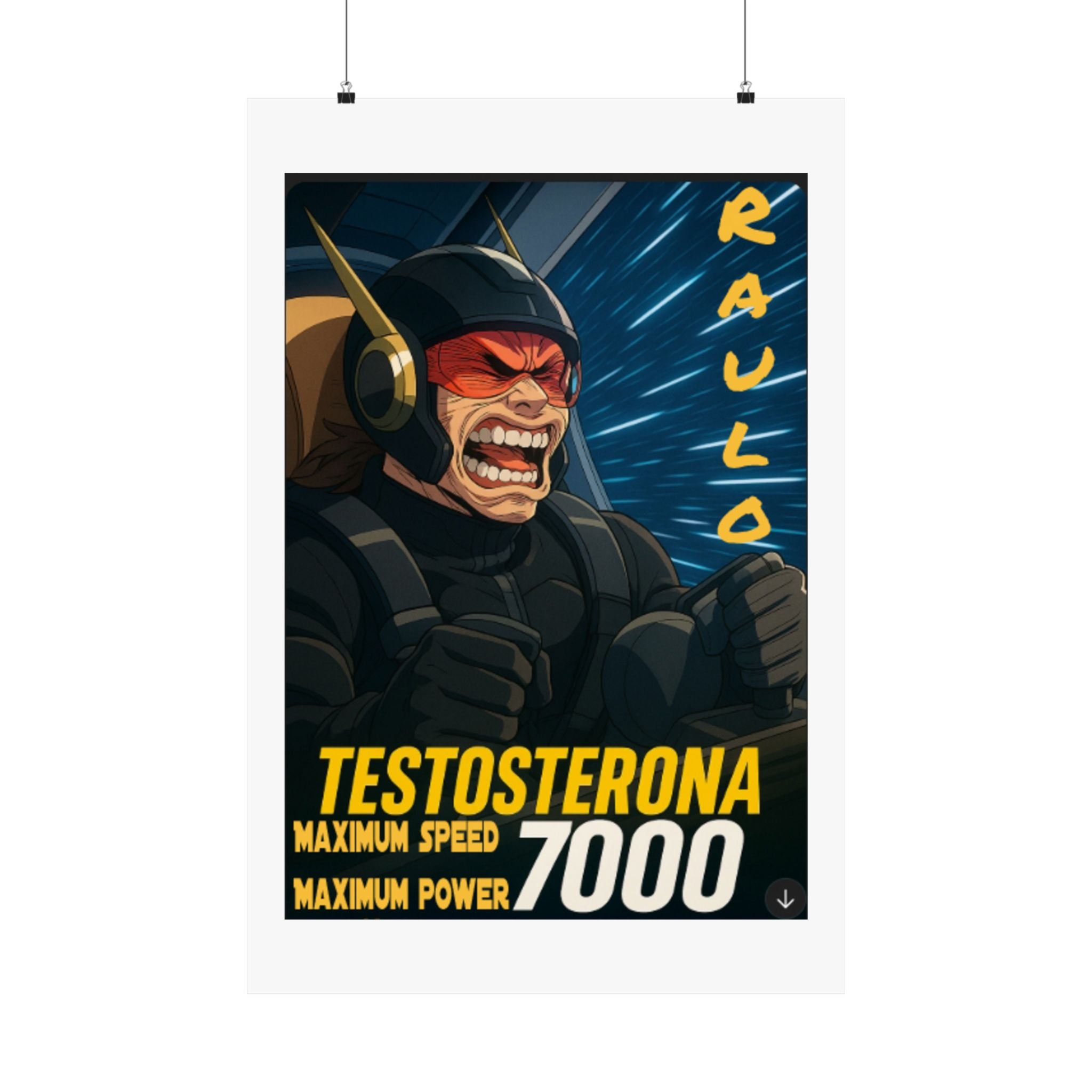 Vertical Poster, Sci-Fi Anime Raulo Driving Testosterona 7000 from Da Guv Book, Matte Wall Art, Home Decor Print, Room Decoration