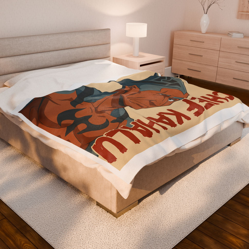 Velveteen Plush Blanket, Chief Kahalu from Da Guv Book, Sci-Fi Home Decor, Unique Gift Idea, Cozy Throw, Reading Nook Accessory