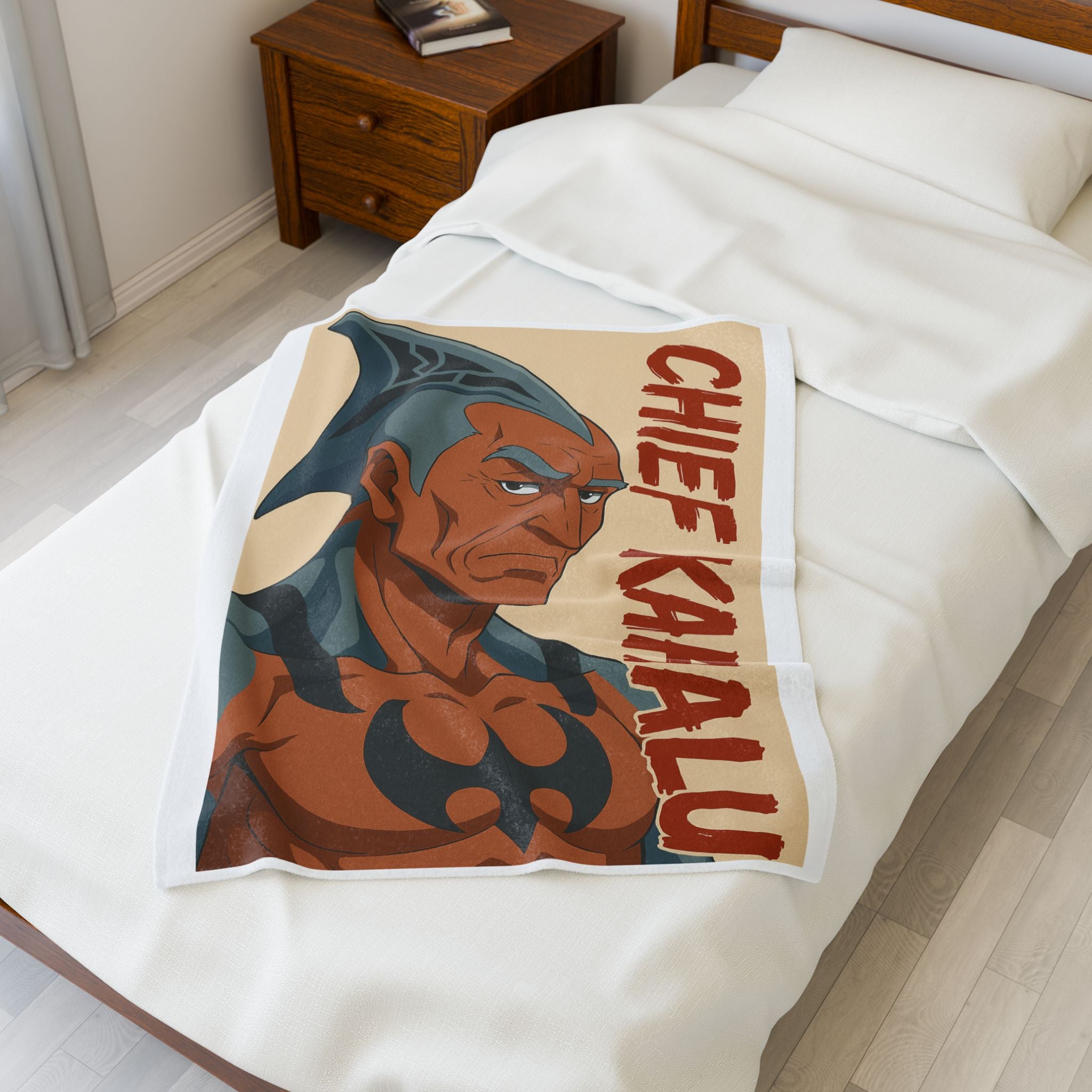 Velveteen Plush Blanket, Chief Kahalu from Da Guv Book, Sci-Fi Home Decor, Unique Gift Idea, Cozy Throw, Reading Nook Accessory
