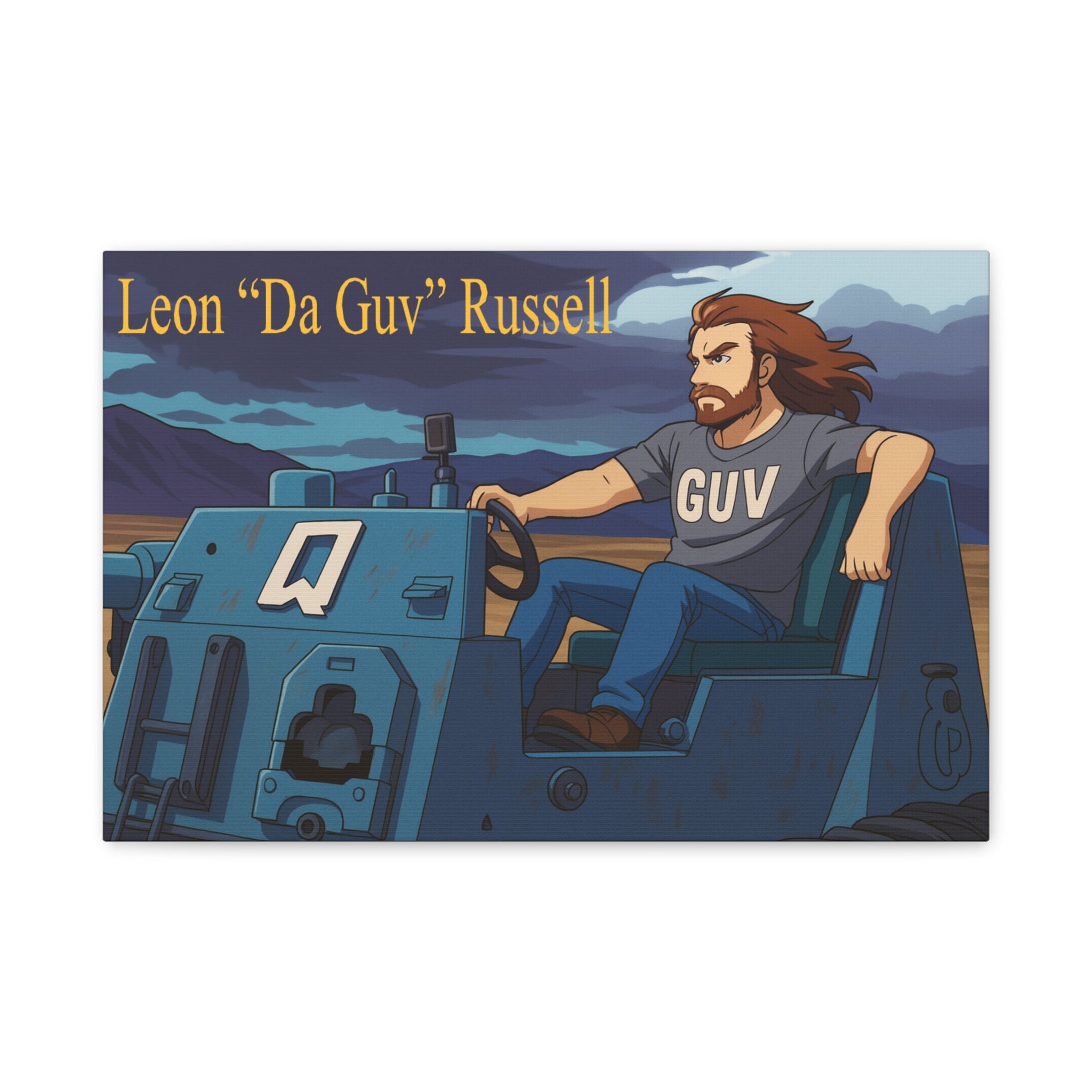 Canvas Print, Leon 'Da Guv' Russell Driving The Banshee Tank from 'Da Guv' Sci-Fi Book, Art Wall Decor, Matte Poster, Stretched Picture, 1
