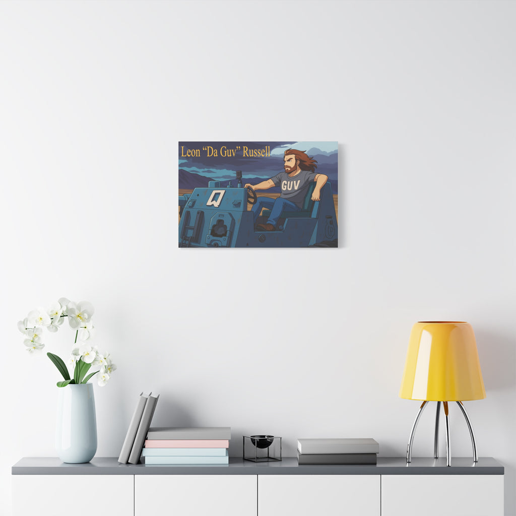 Canvas Print, Leon 'Da Guv' Russell Driving The Banshee Tank from 'Da Guv' Sci-Fi Book, Art Wall Decor, Matte Poster, Stretched Picture, 1