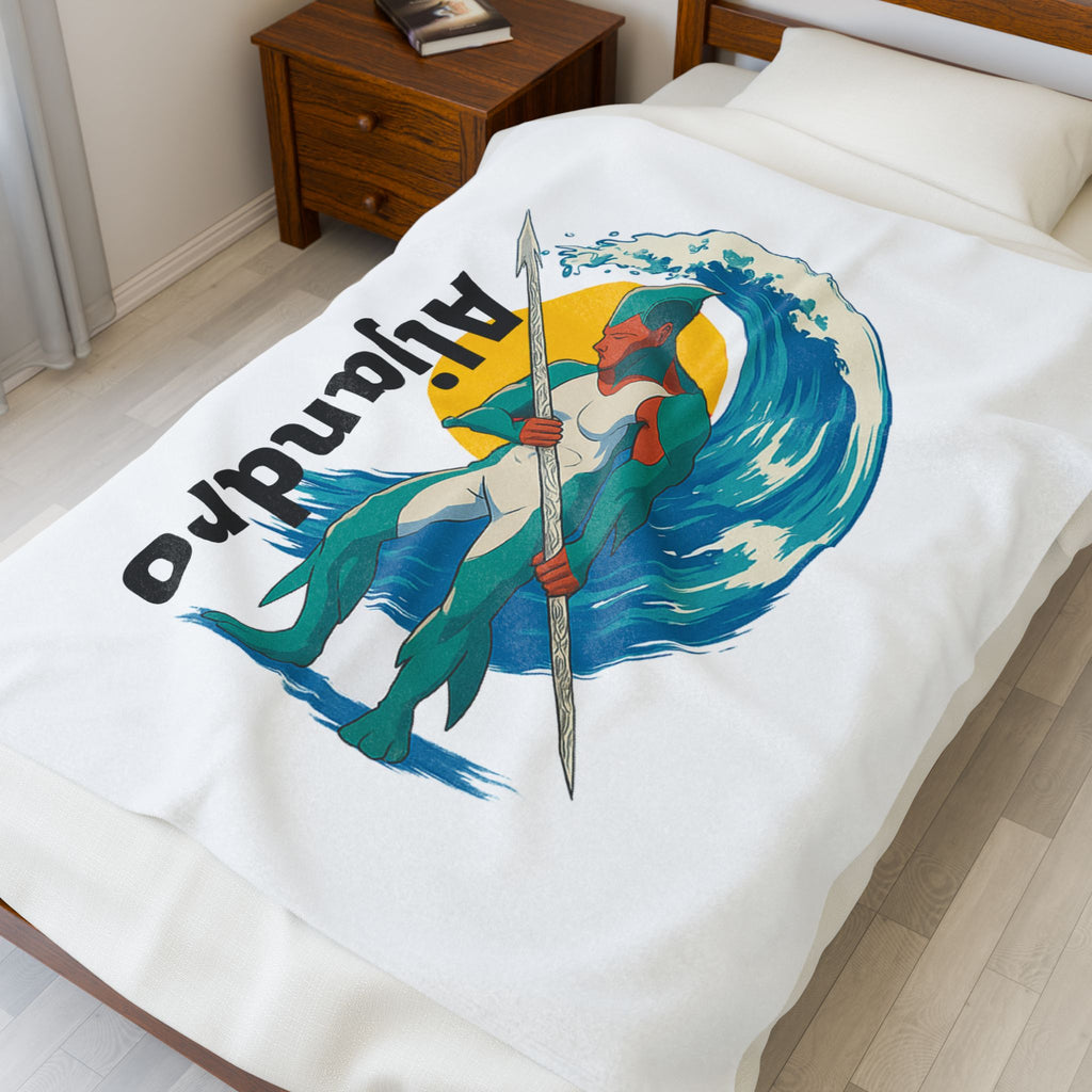 Velveteen Plush Blanket — Personalized Kraken Hunter Design with 'Aljandro'