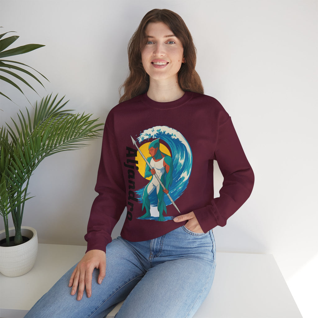 Kraken Hunter Graphic Sweatshirt — Personalized 'Aljandro' Wave Design