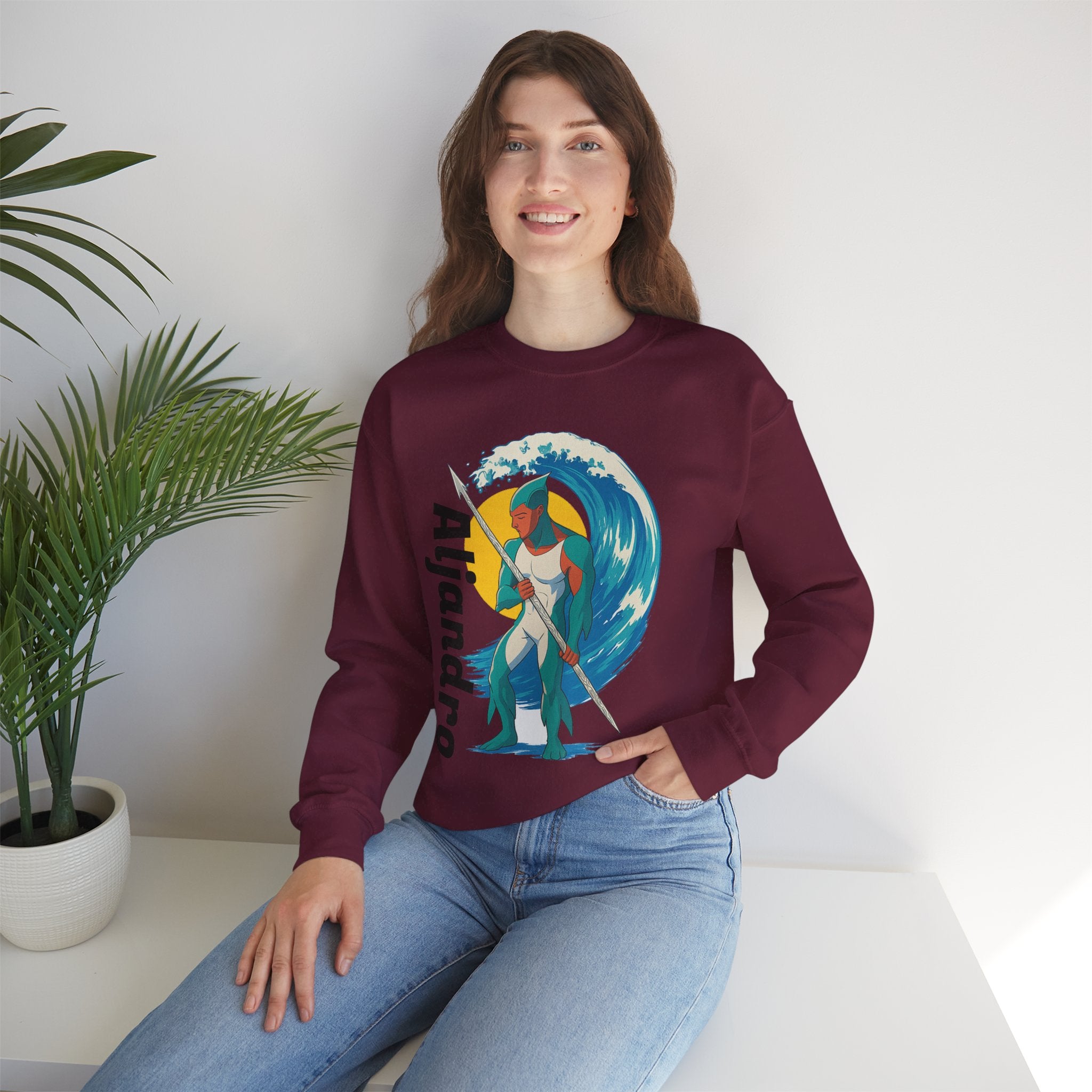 Kraken Hunter Graphic Sweatshirt — Personalized 'Aljandro' Wave Design