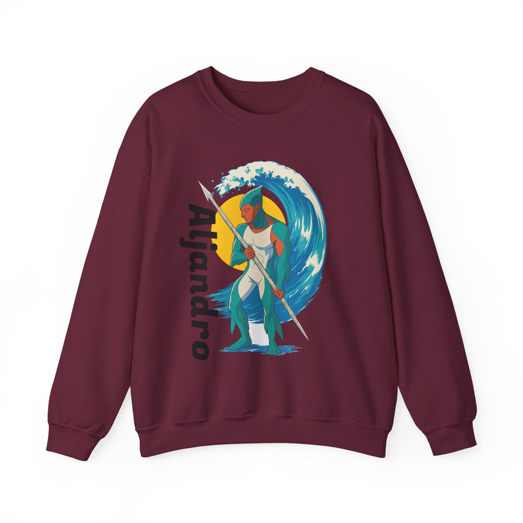 Kraken Hunter Graphic Sweatshirt — Personalized 'Aljandro' Wave Design